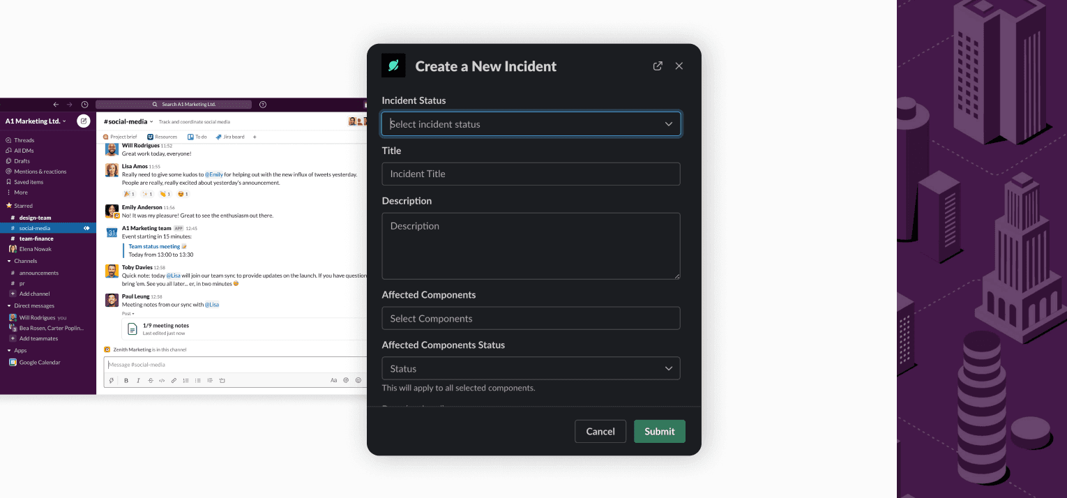 Create incidents and schedule maintenance periods