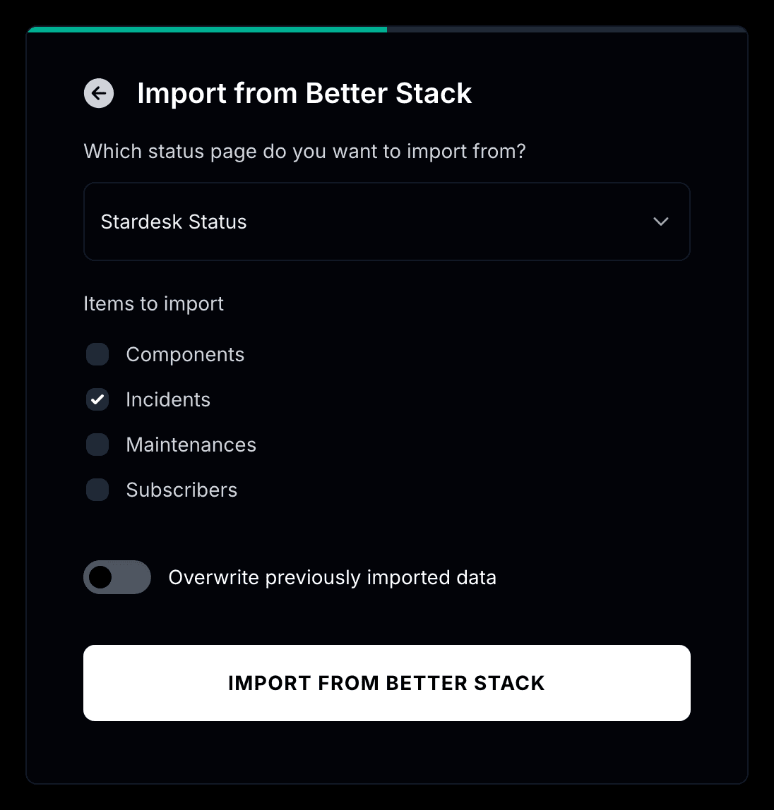 Choosing what to import from Better Stack
