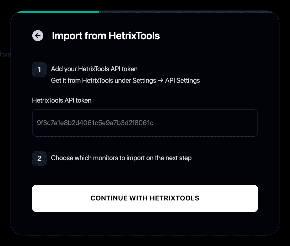Importing from HetrixTools into Instatus
