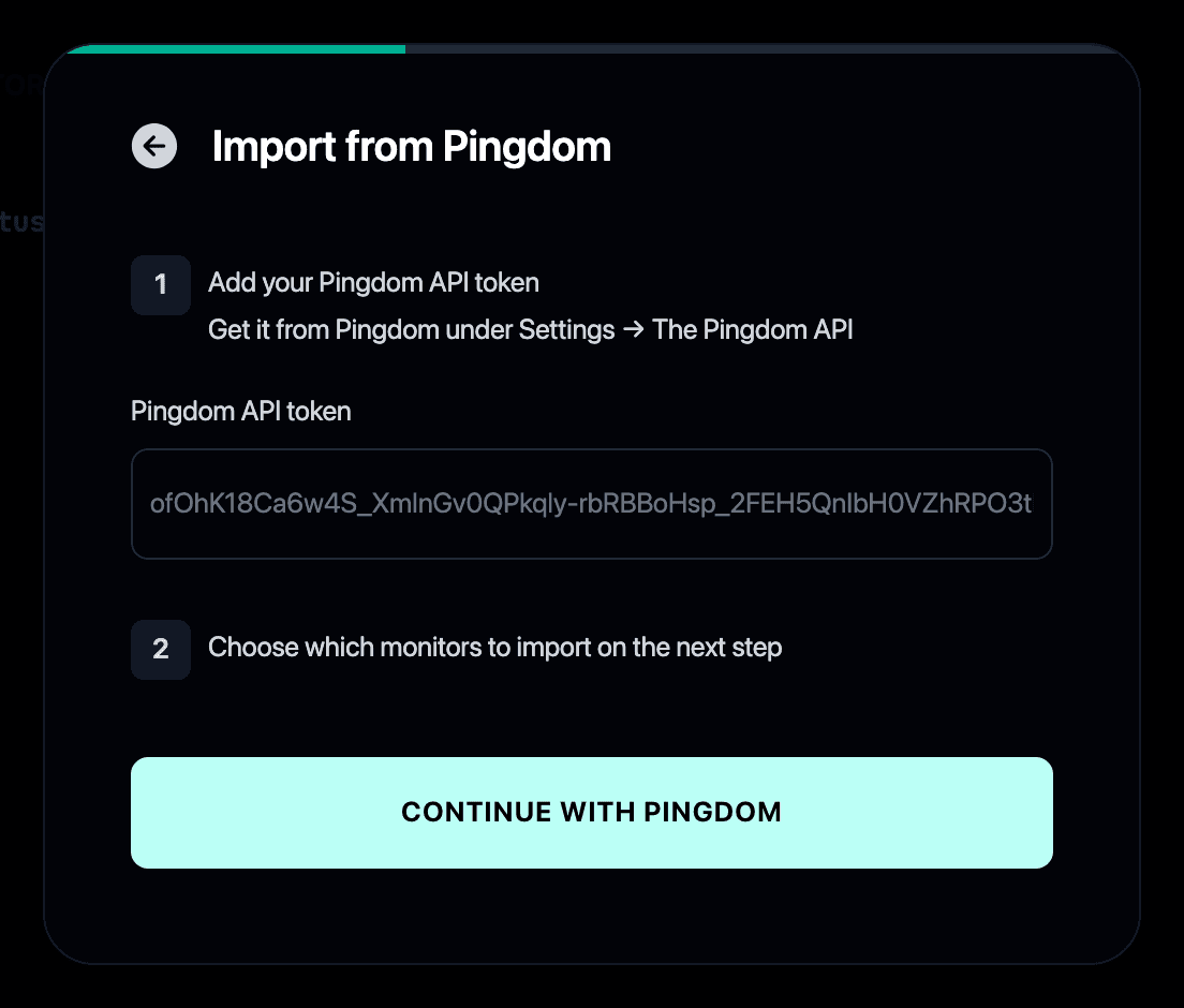 Importing from Pingdom into Instatus