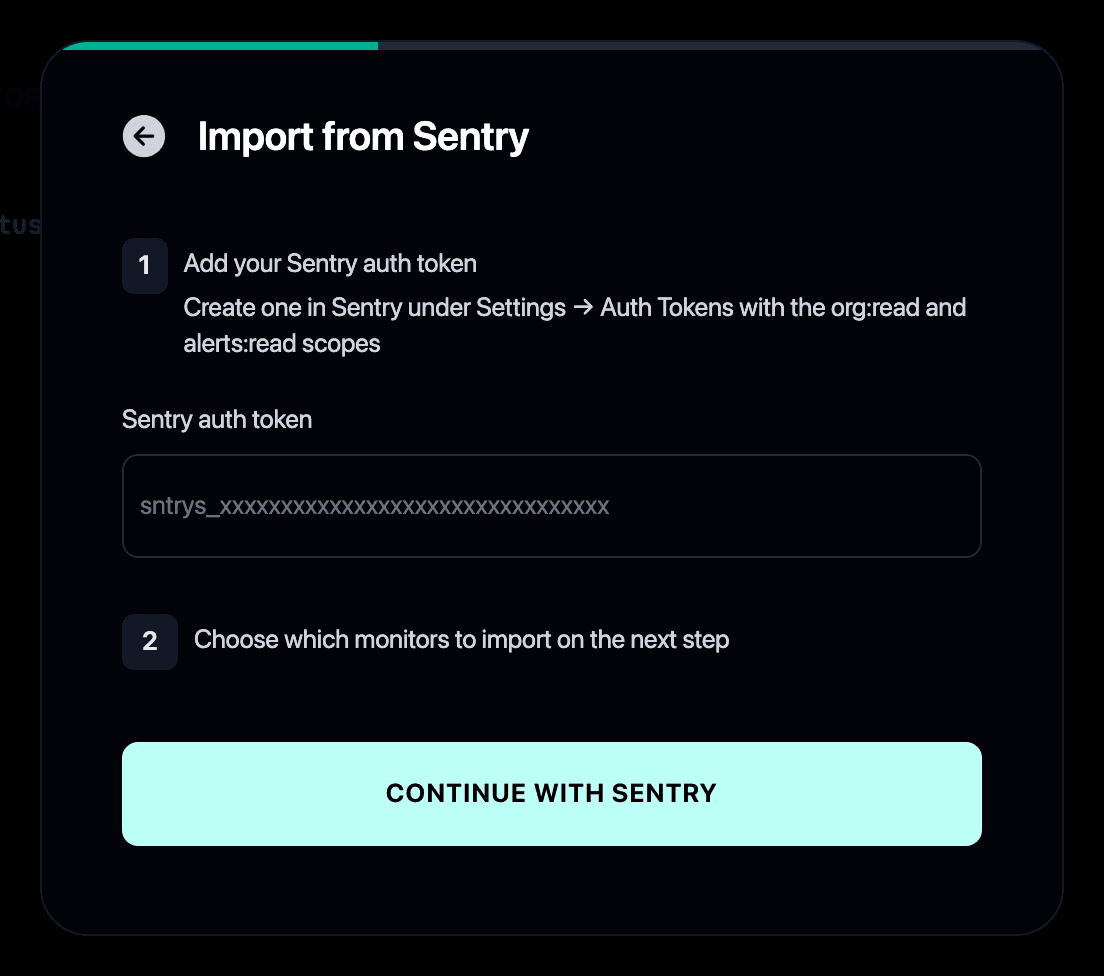 Importing from Sentry into Instatus