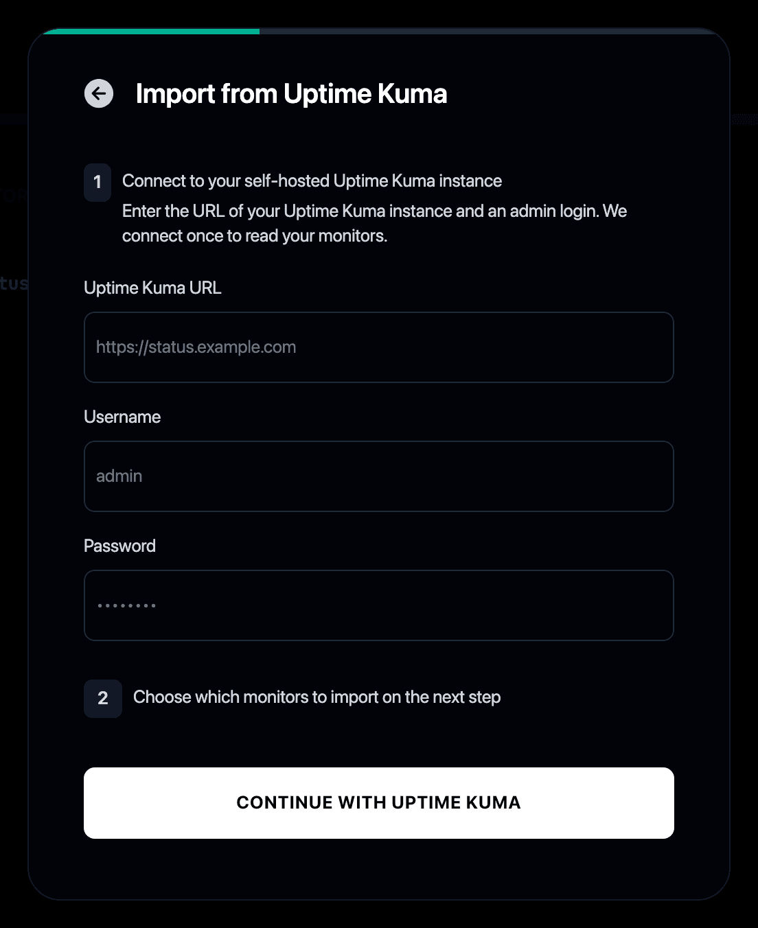 Importing from Uptime Kuma into Instatus