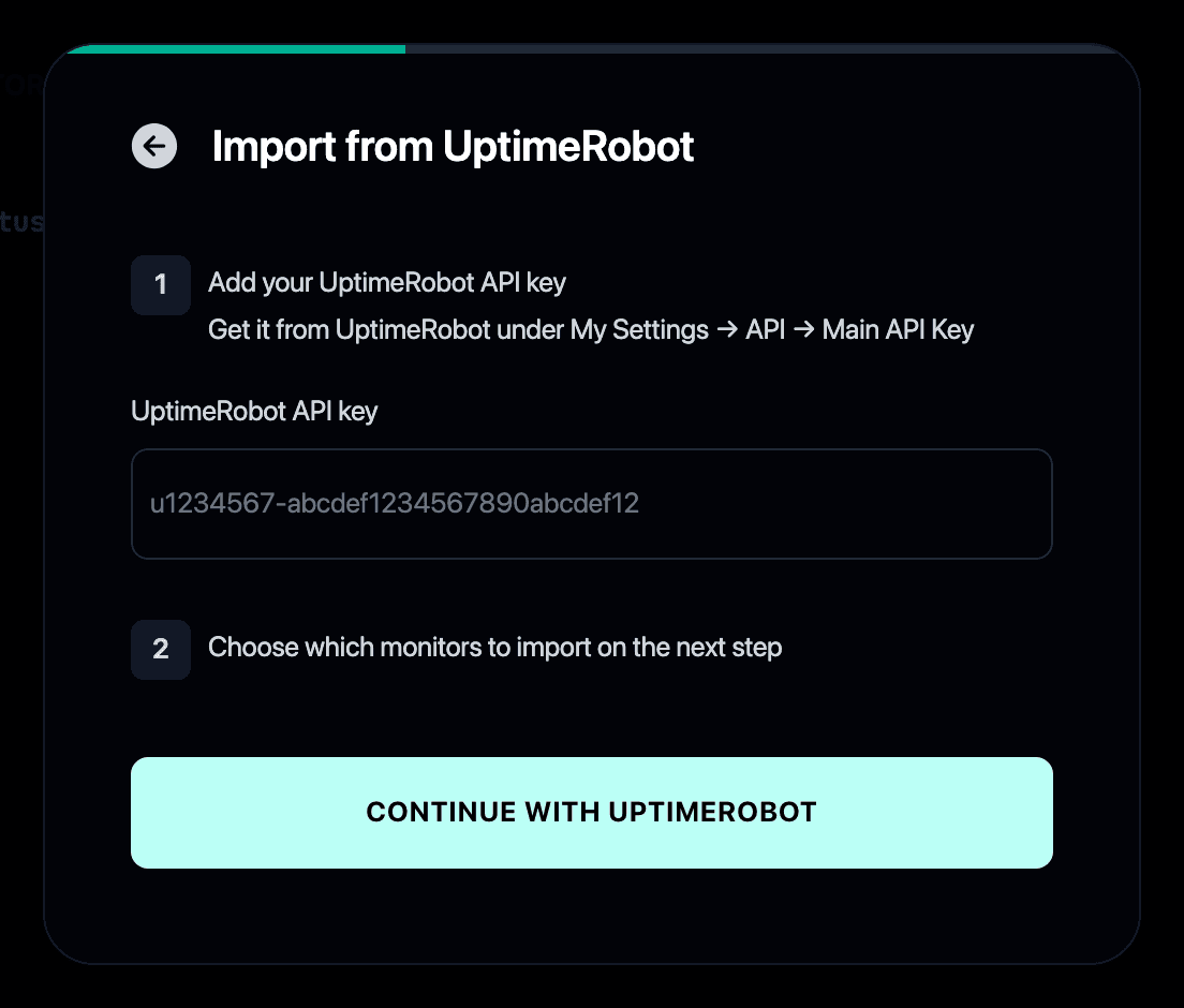 Importing from UptimeRobot into Instatus