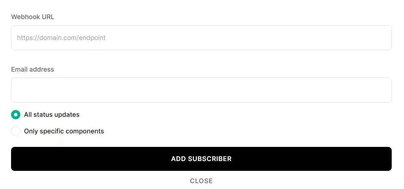 Instatus notification channels for incident updates