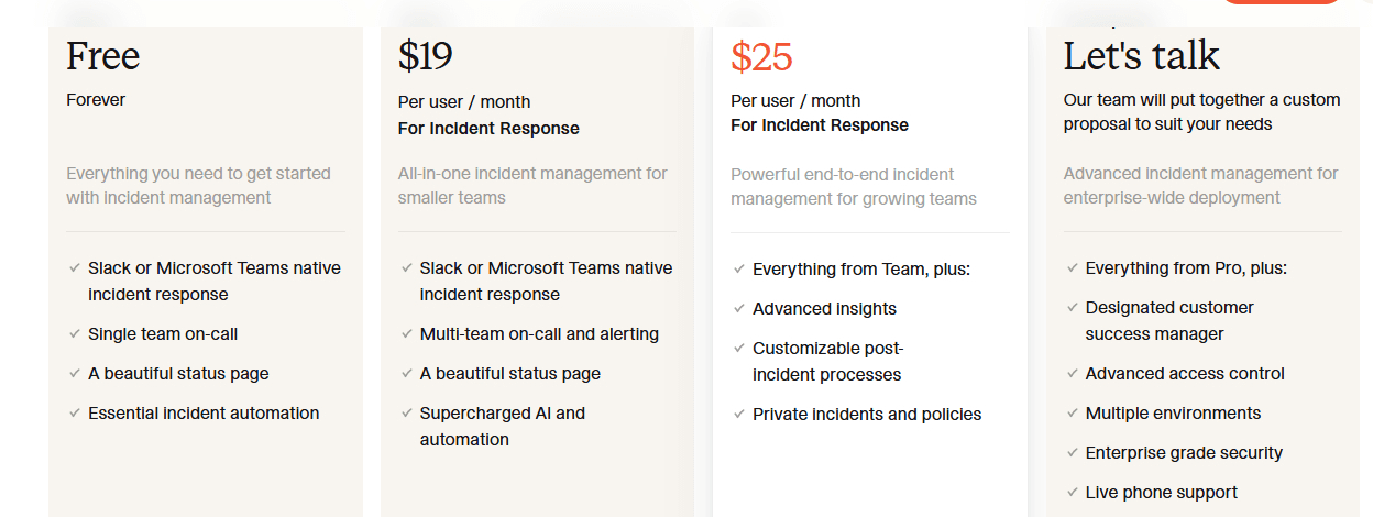 incident.io pricing plans