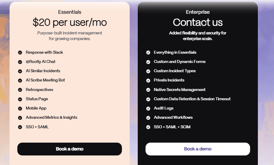 Rootly pricing plans