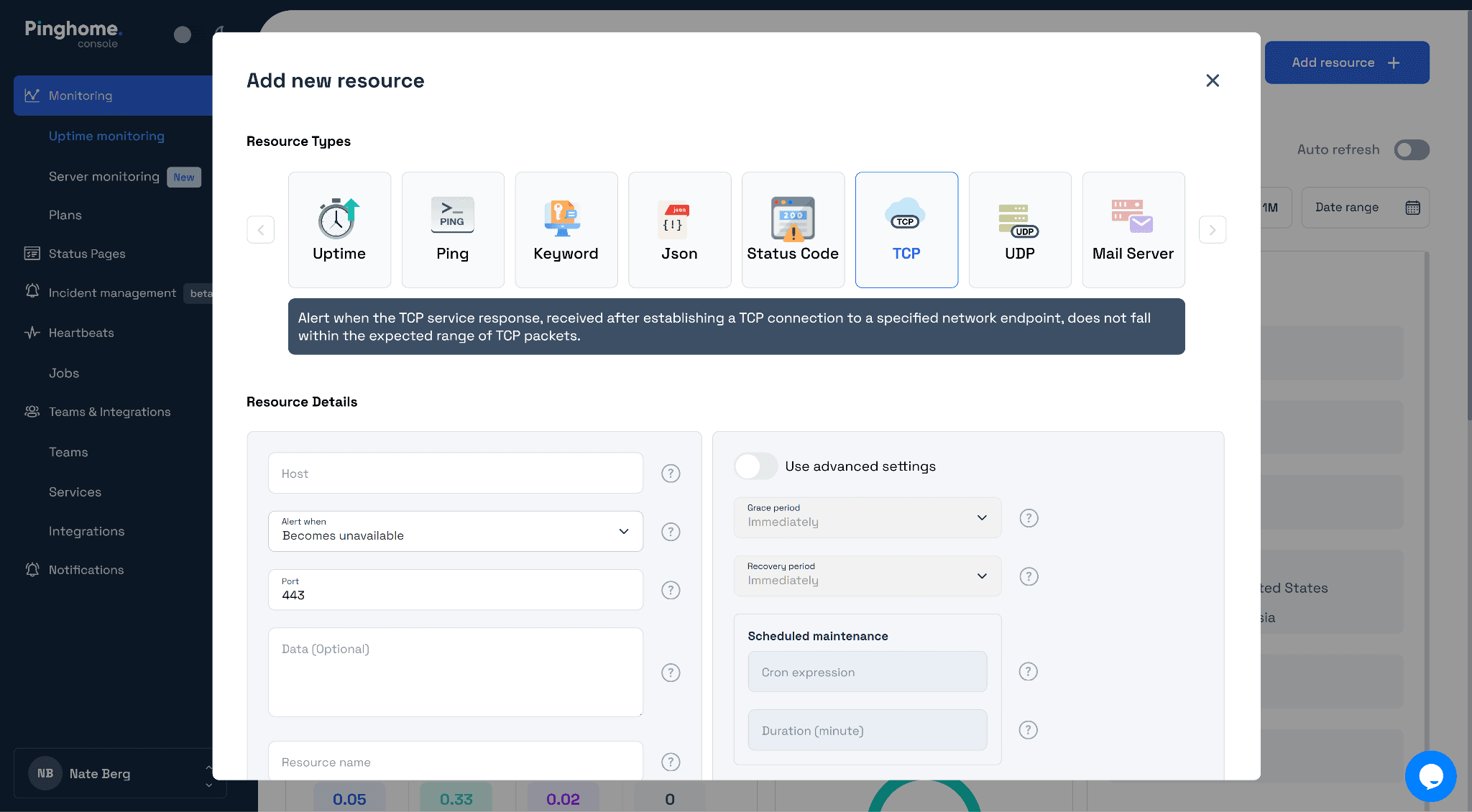 Pinghome homepage