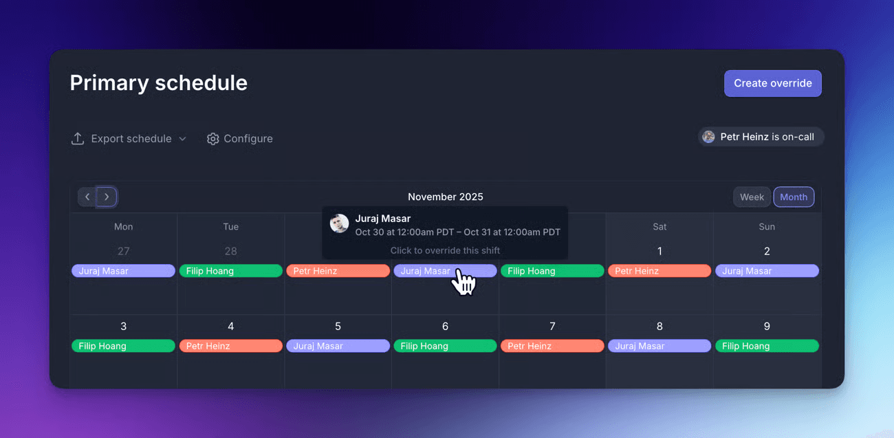 Better Stack on-call schedule