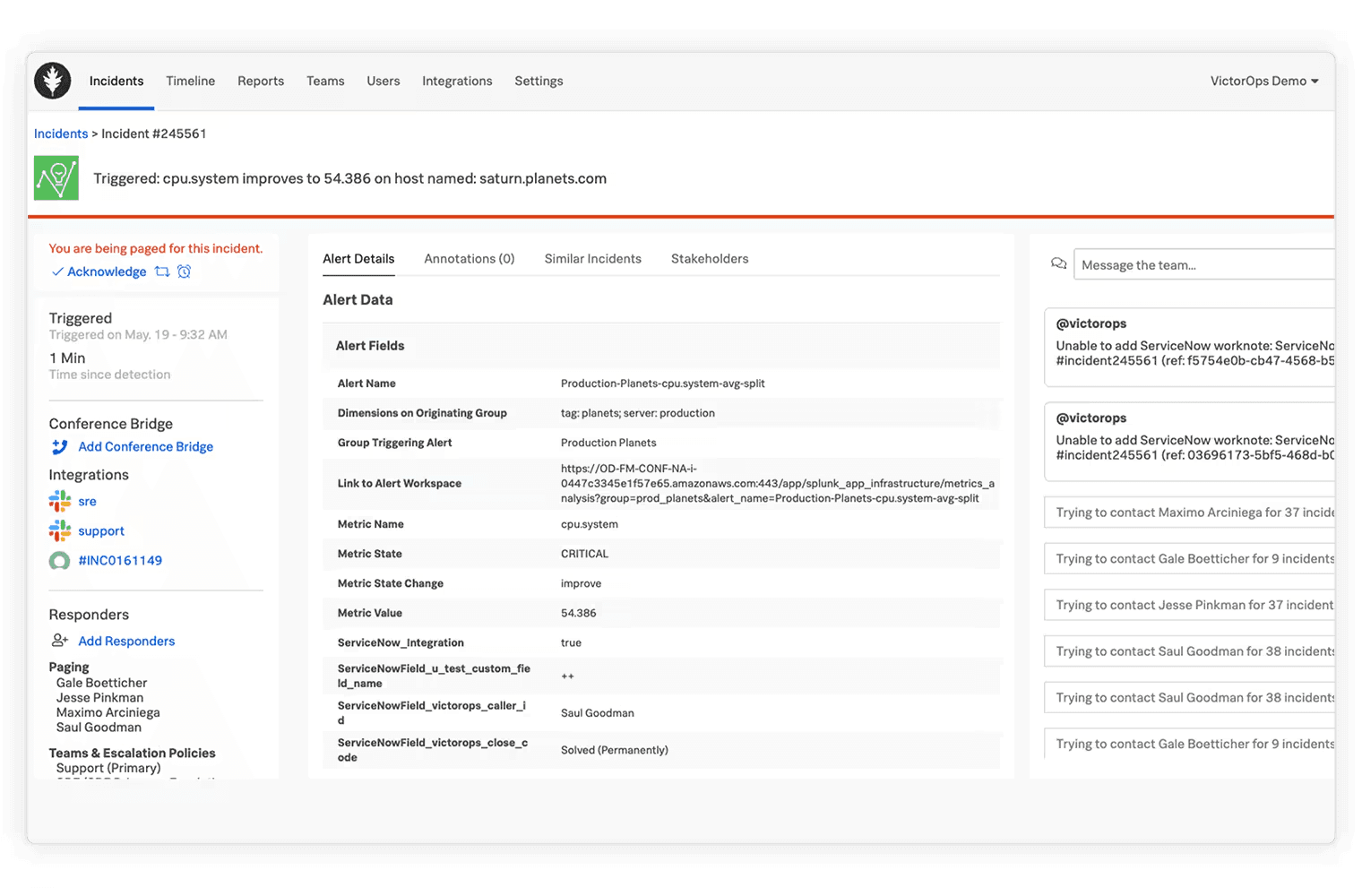 Splunk On-Call dashboard