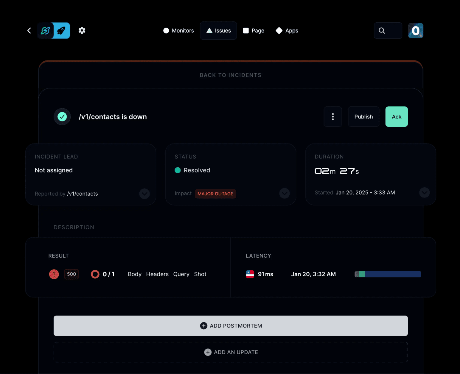 Instatus monitoring