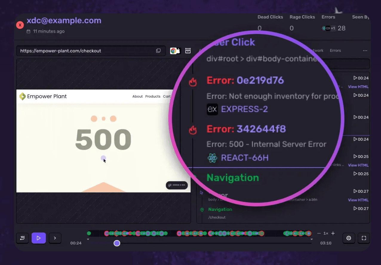 Error tracking and performance monitoring