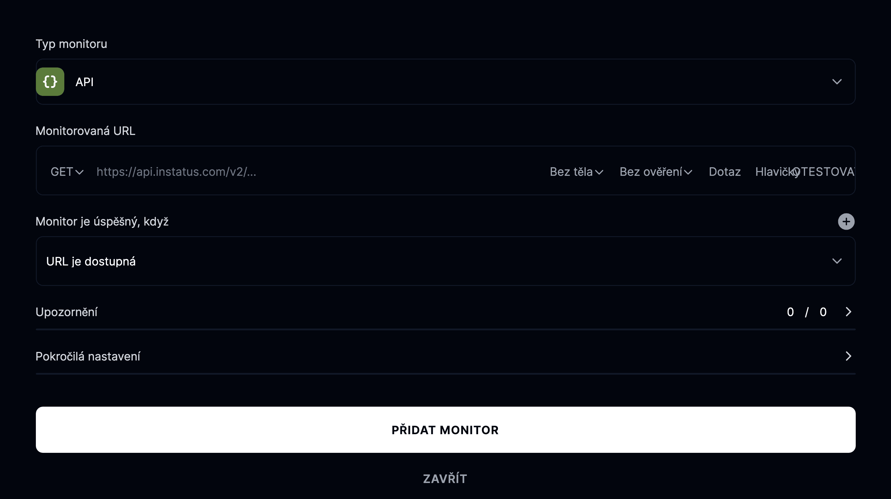 Přidat monitor API