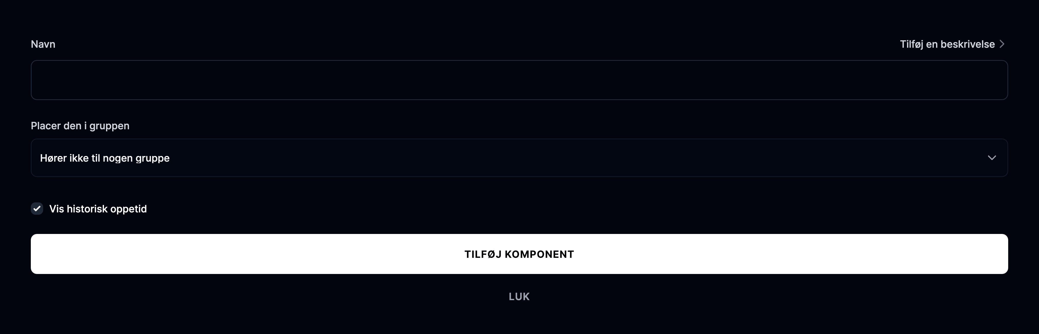 Tilføj en ny komponent