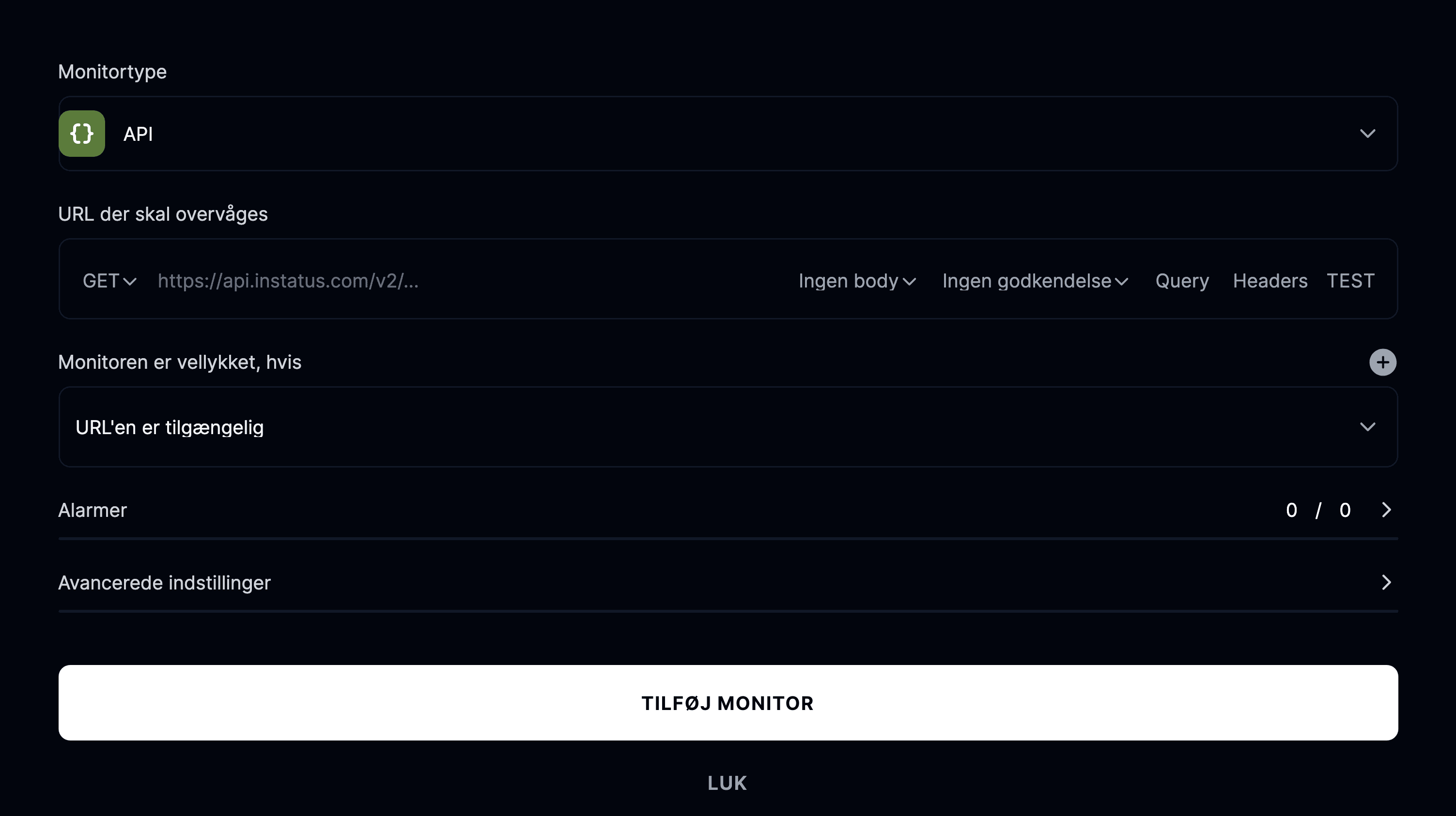 Tilføj API-monitor