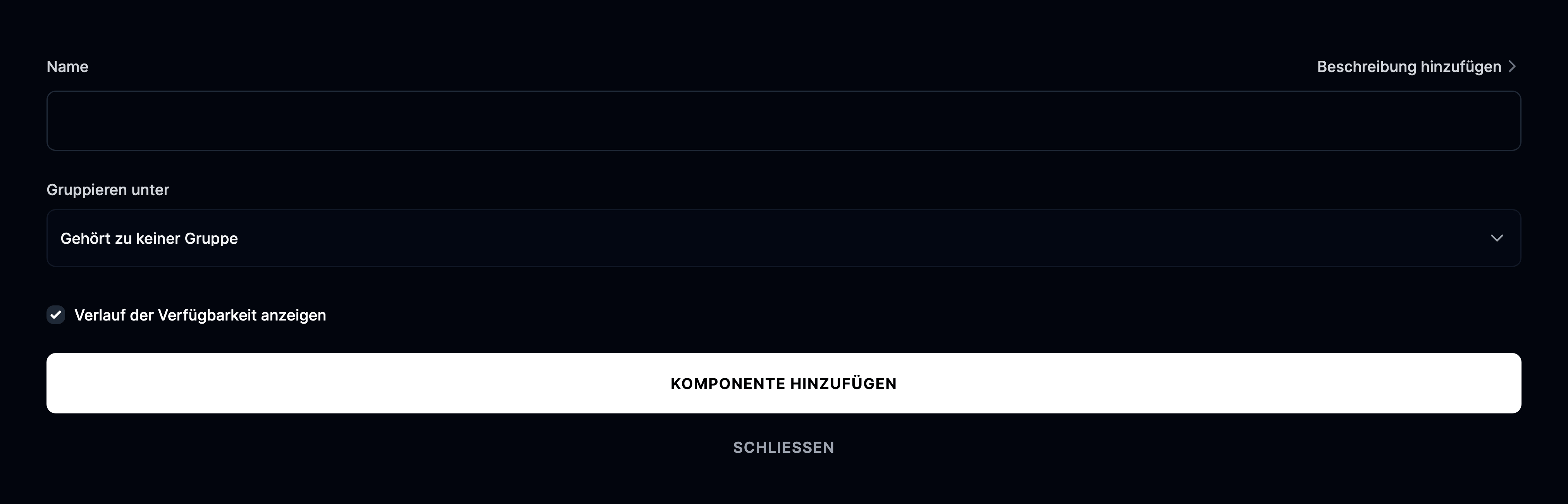 Neue Komponente hinzufügen