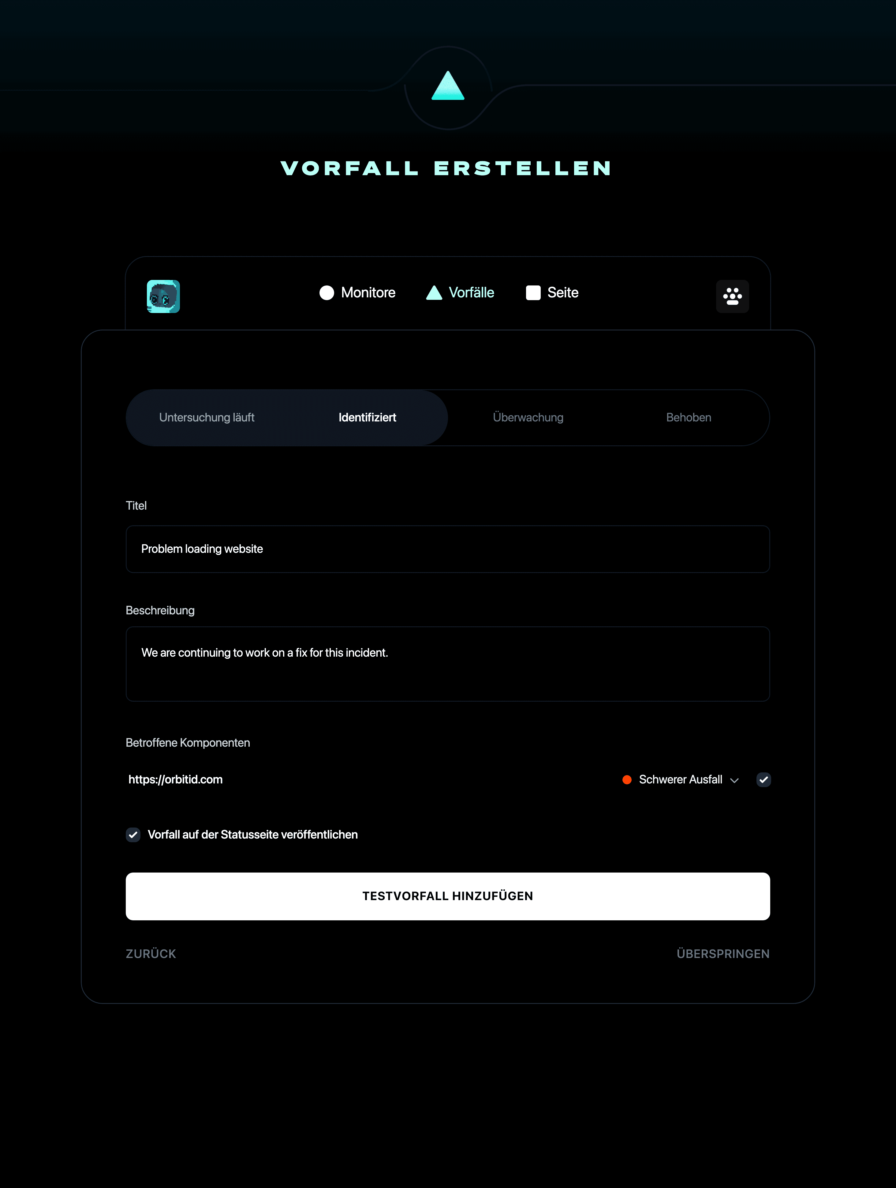 Vorfall erstellen