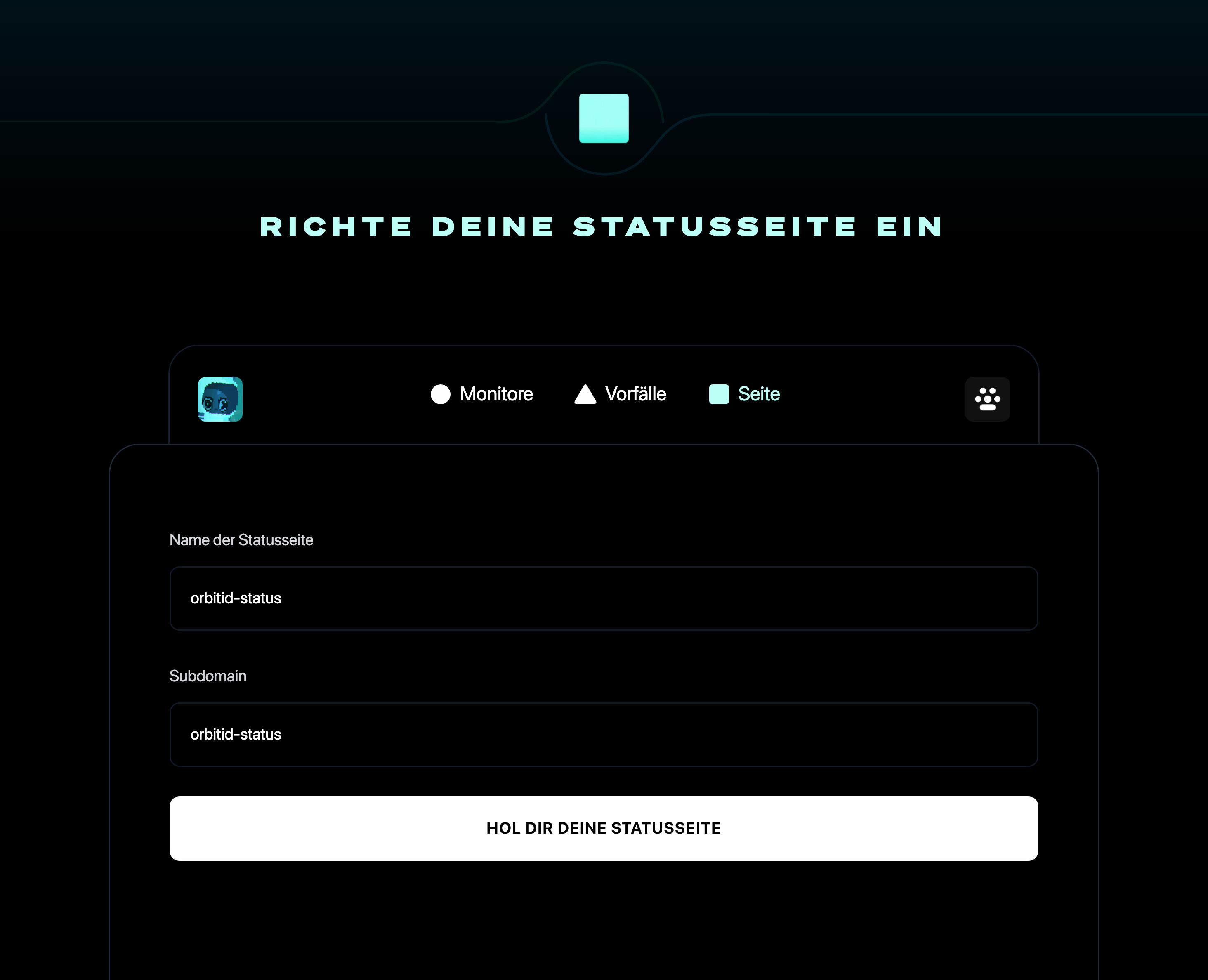 Statusseite einrichten