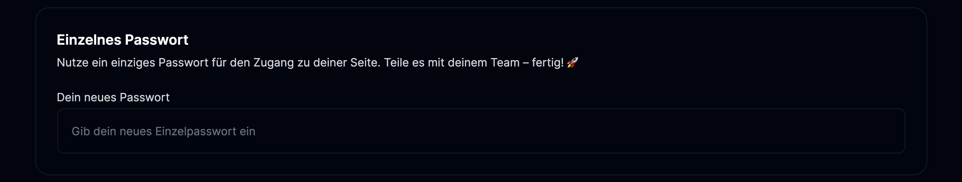 Einzelnes Passwort