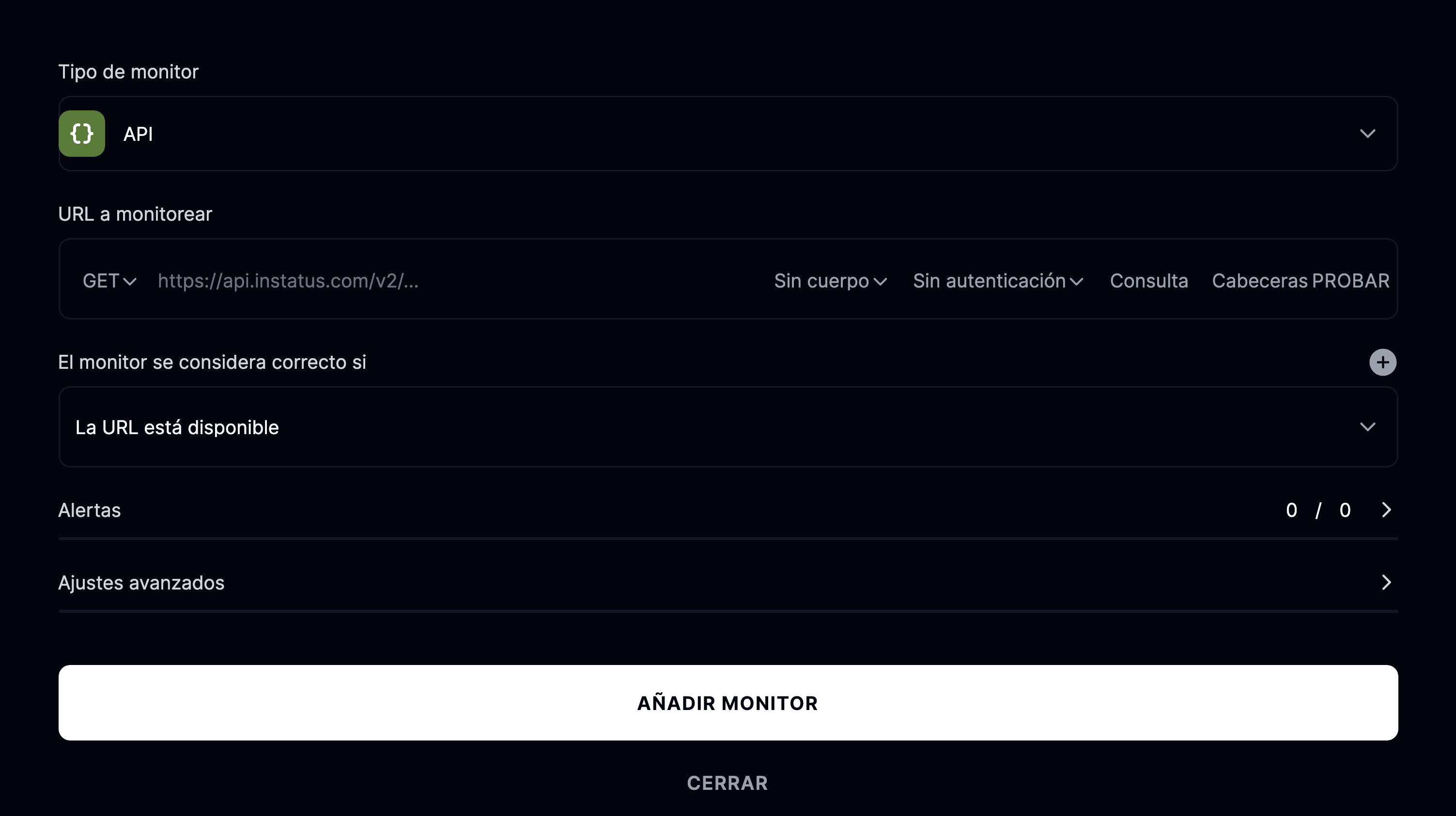 Añadir monitor de API