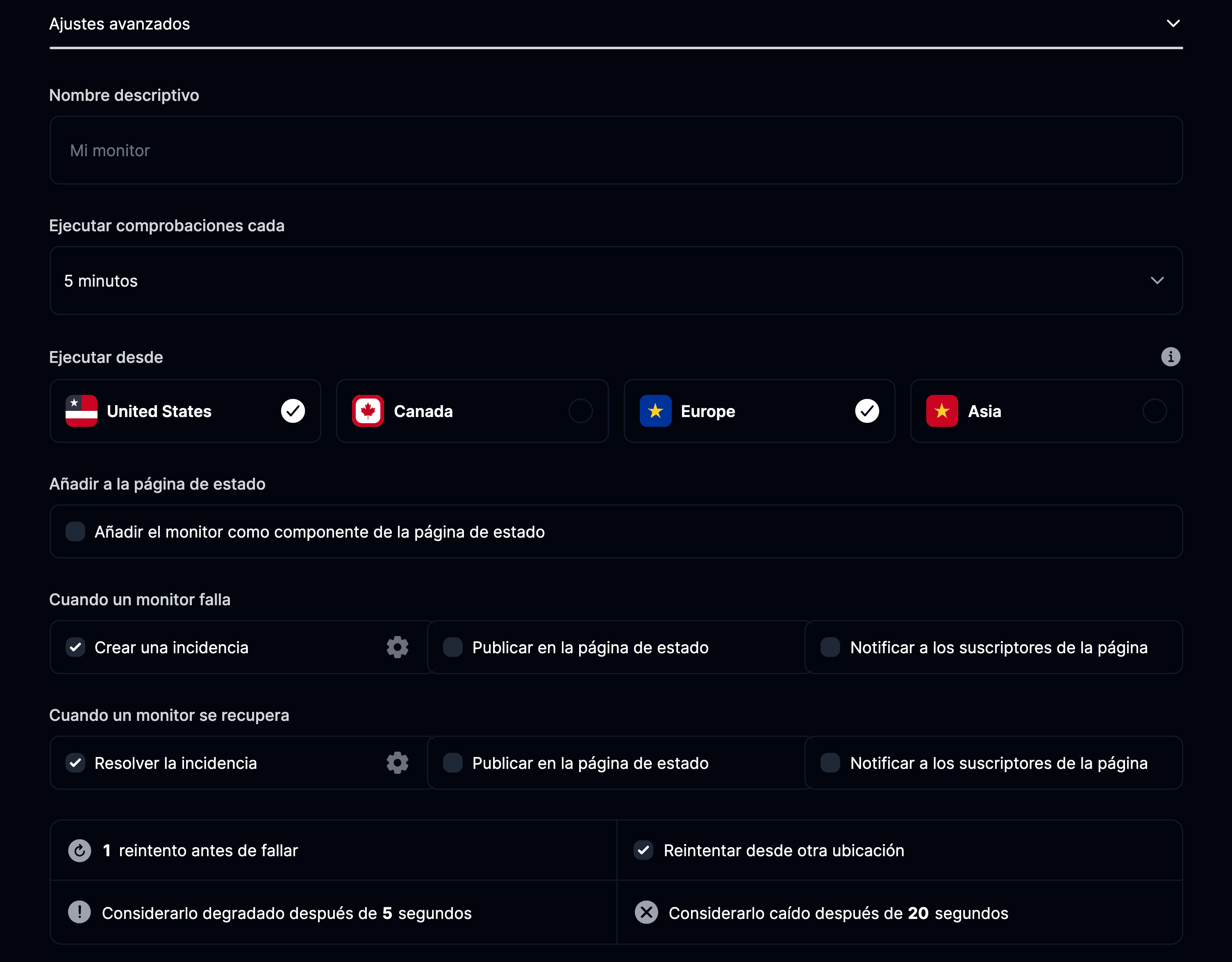 Ajustes avanzados del monitor