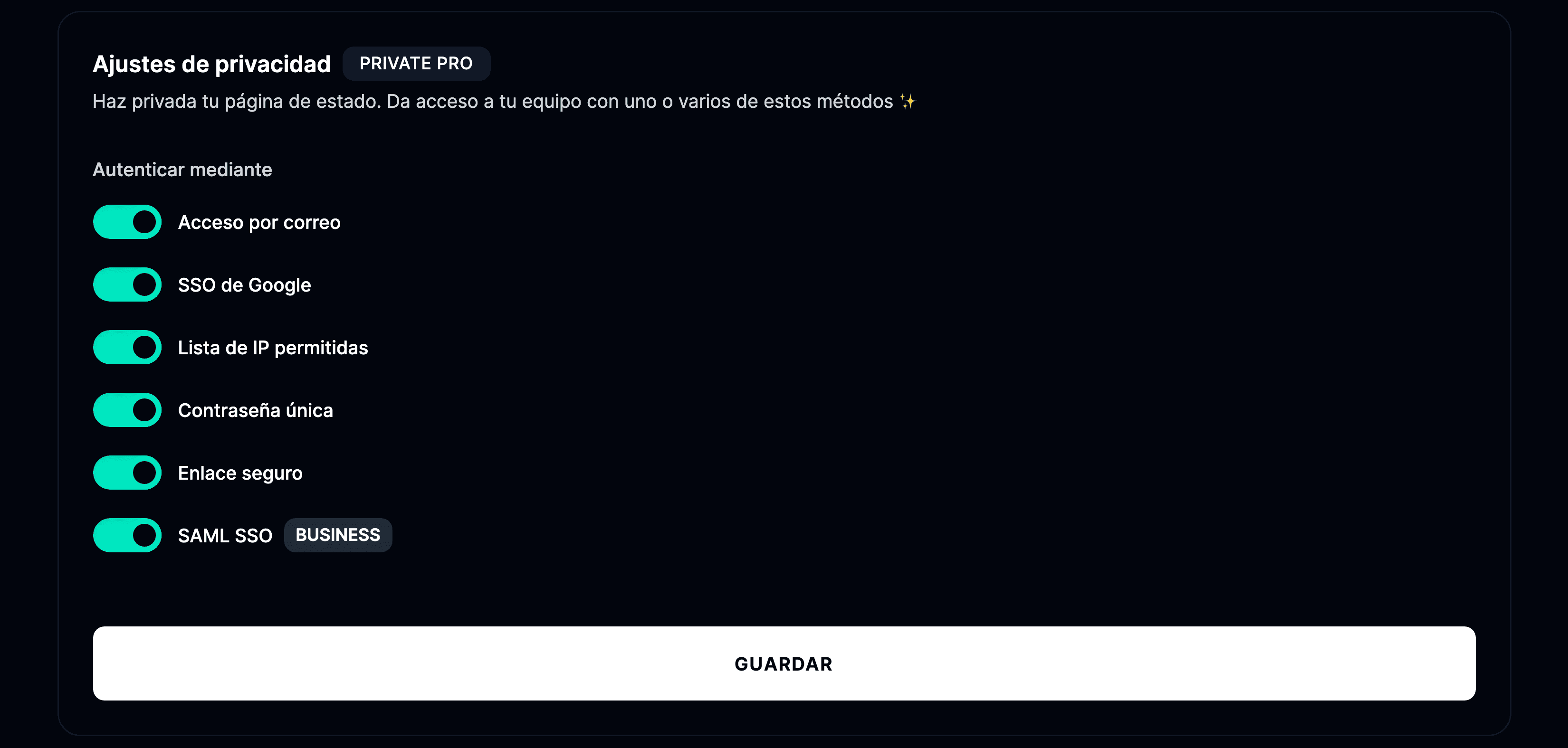 Elegir la opción de privacidad