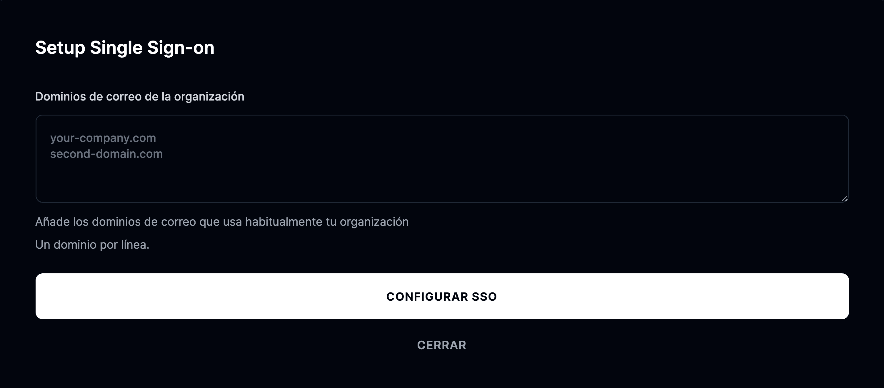 Dominios de correo de la organización