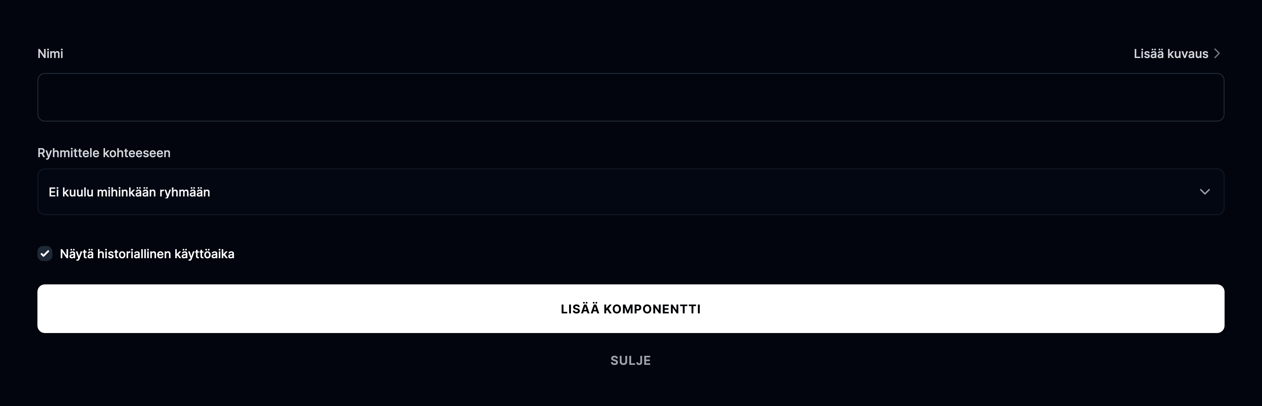 Lisää uusi komponentti