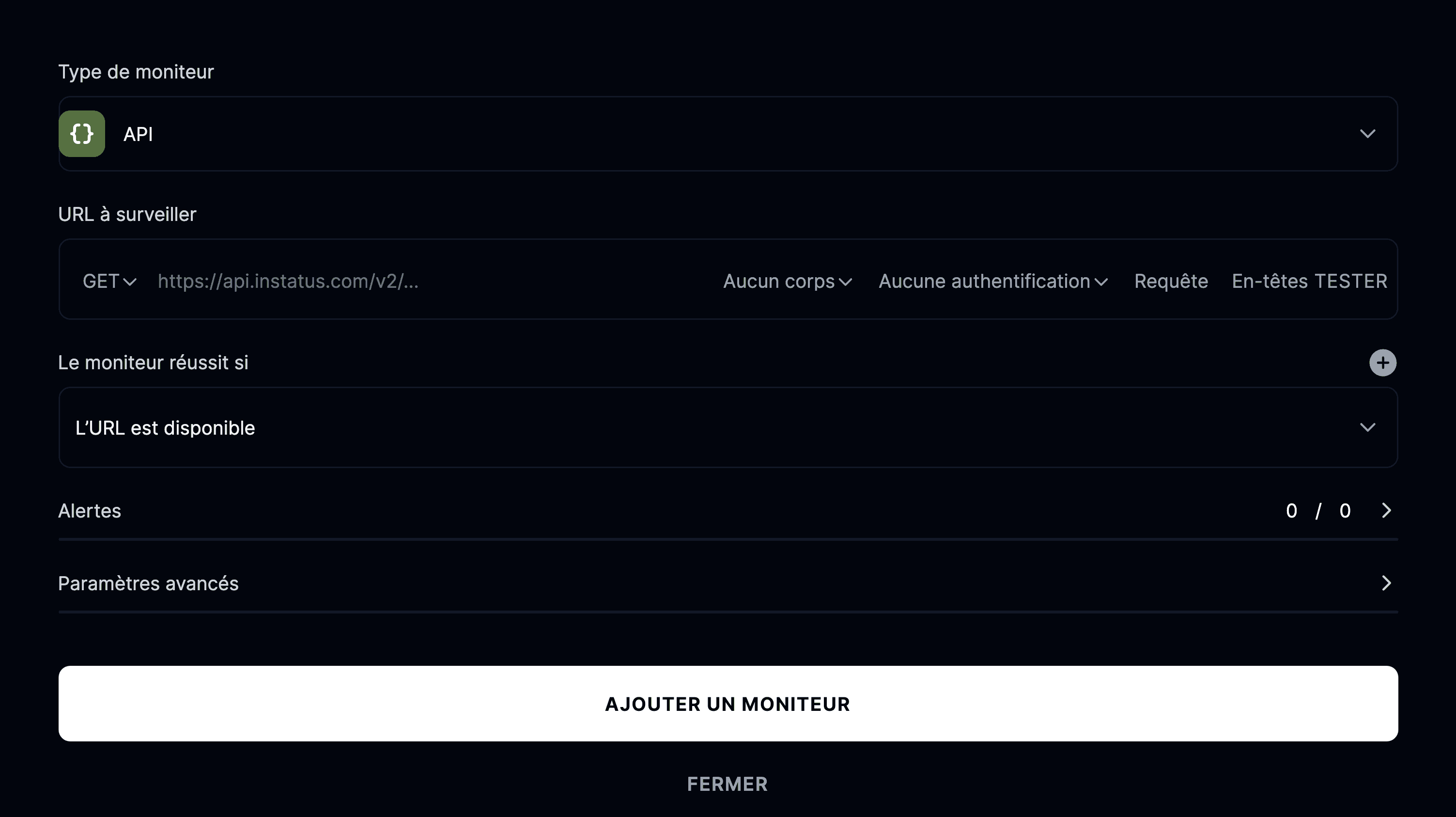 Ajouter un moniteur d’API