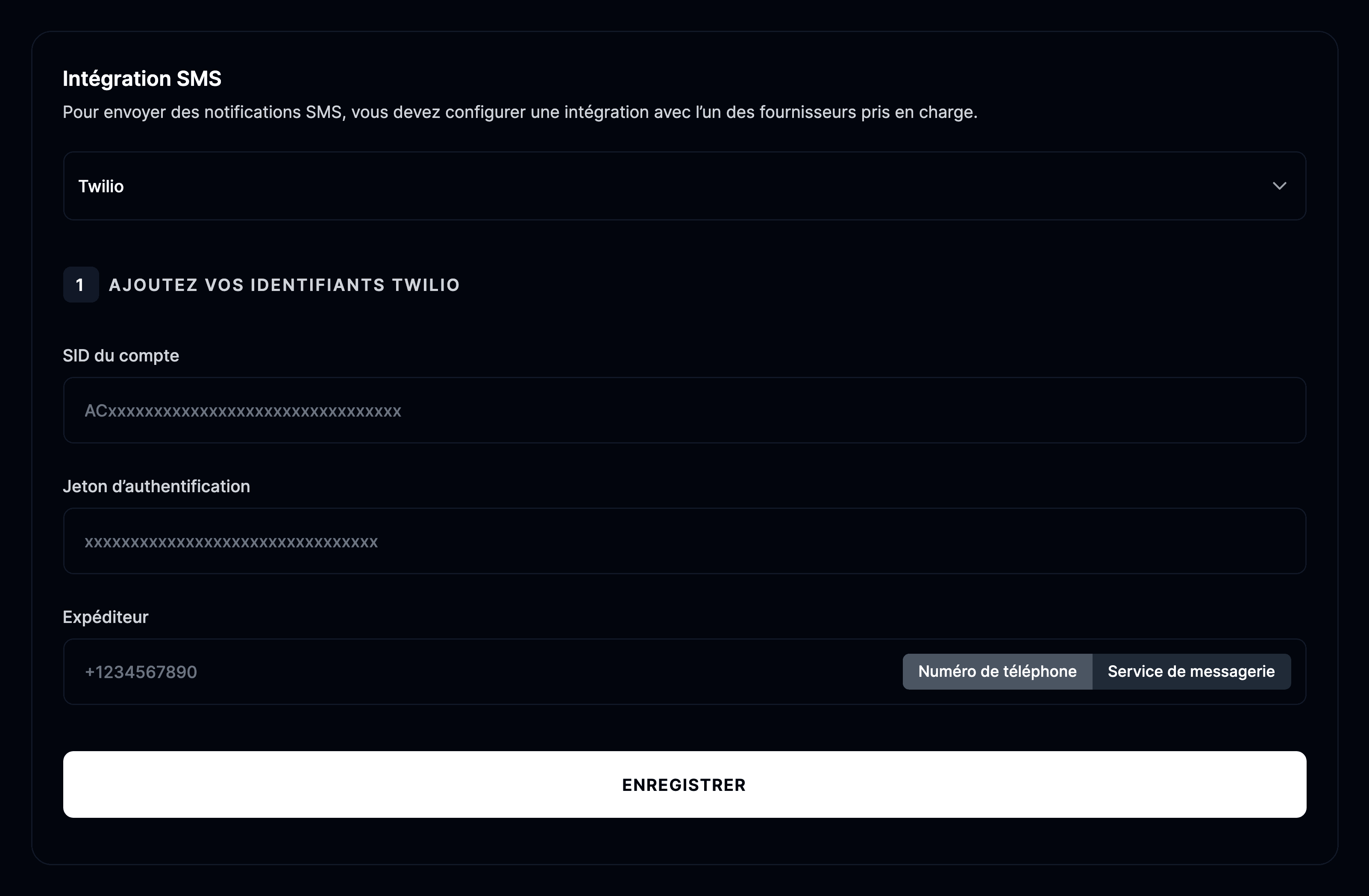 Configurer les SMS