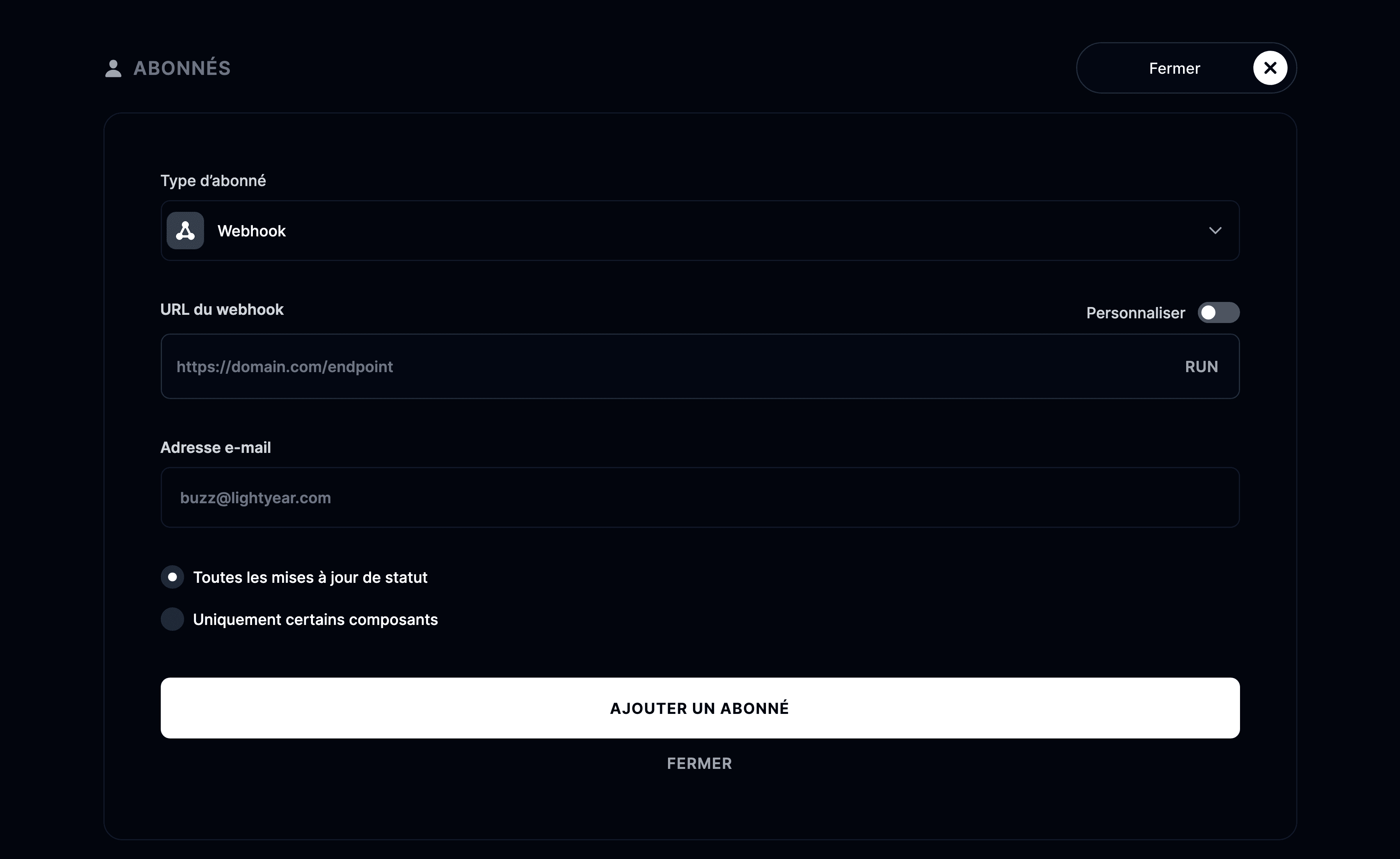 Abonné webhook