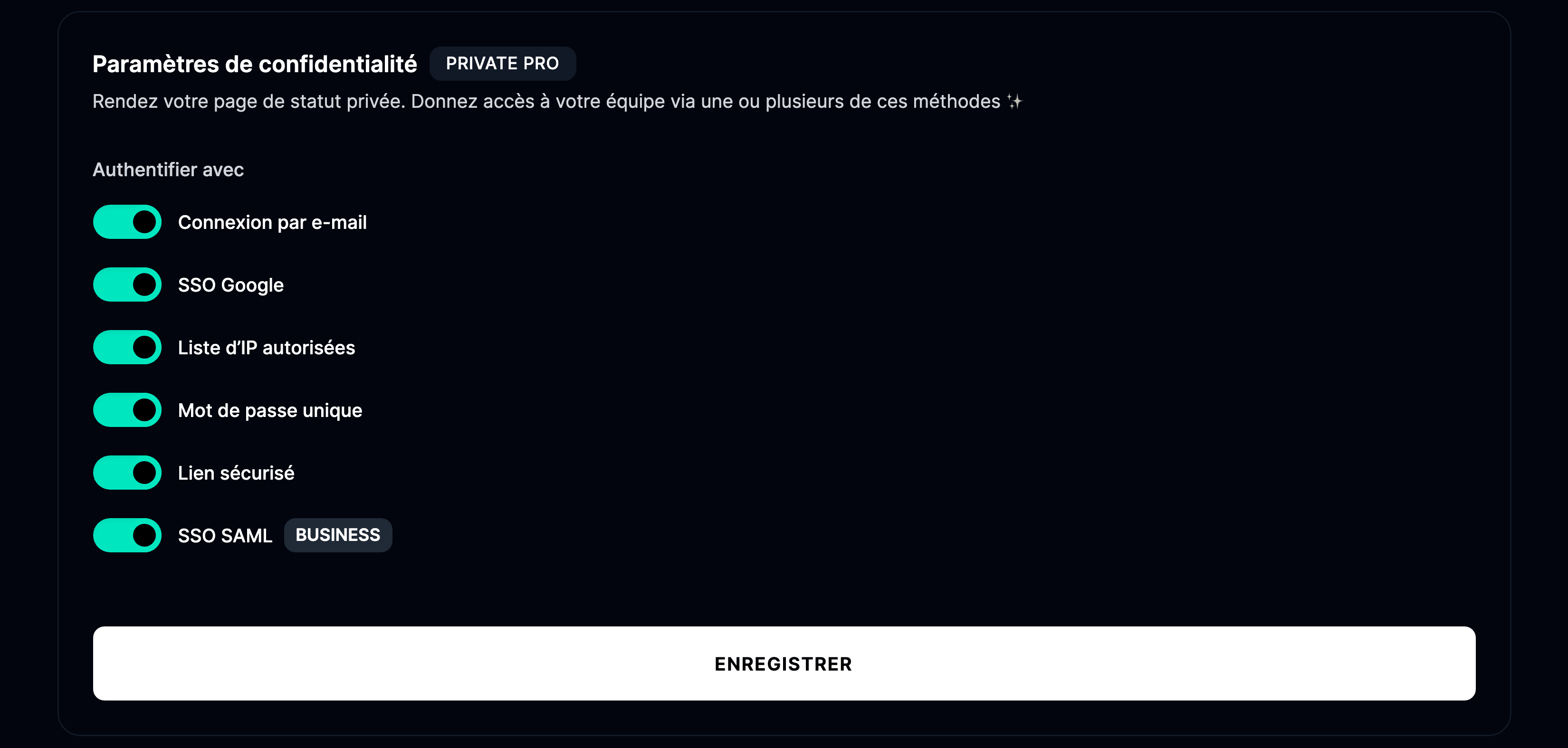 Choisir une option de confidentialité