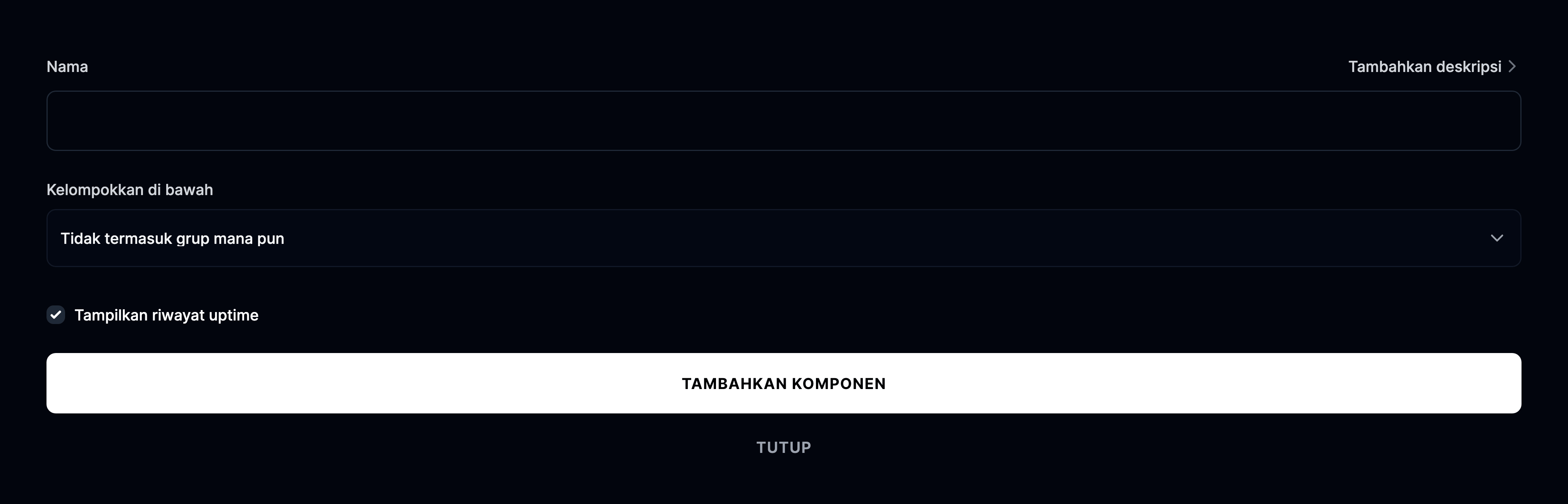 Tambahkan komponen baru