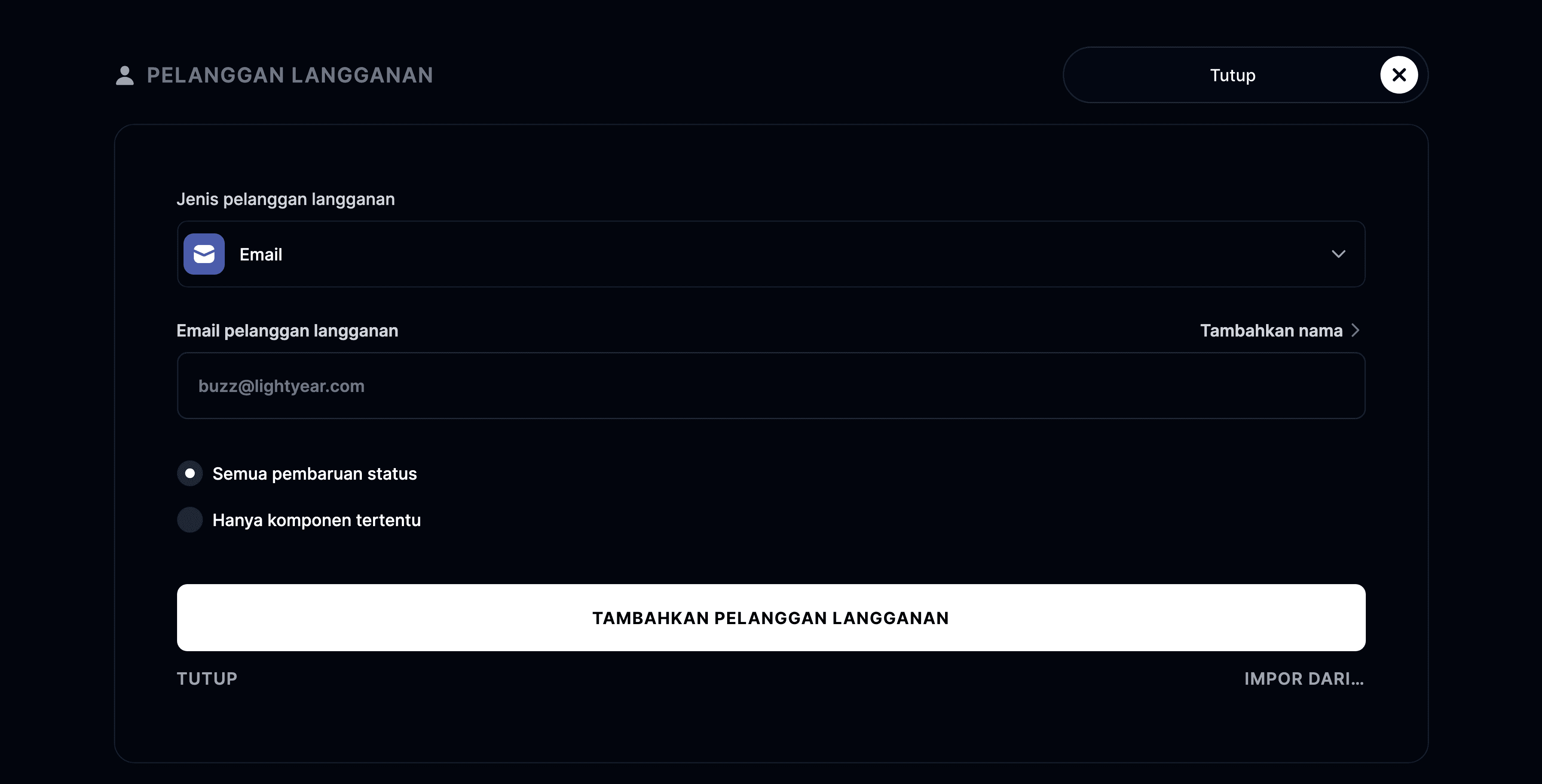 Tambahkan pelanggan langganan