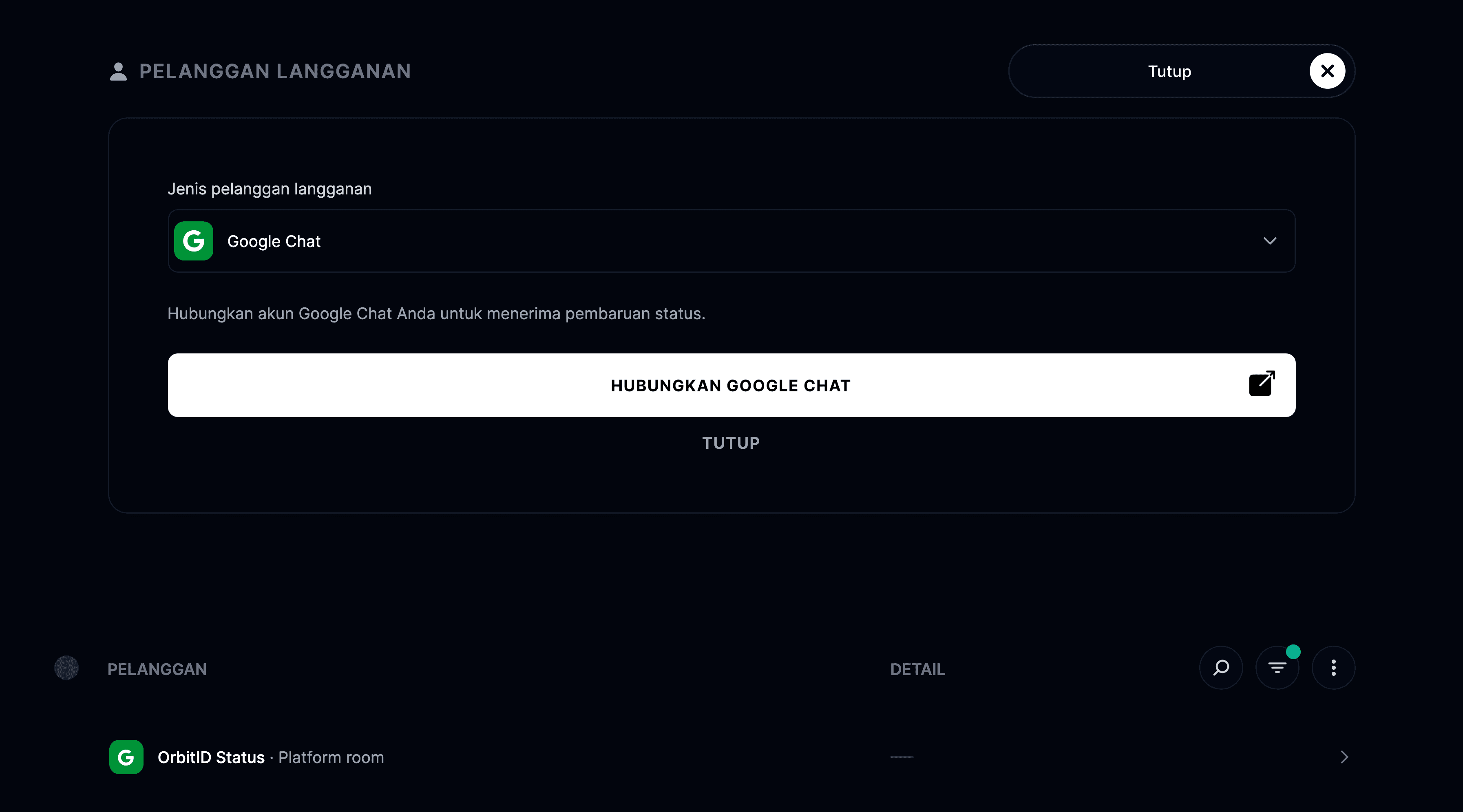 Integrasi Google Chat