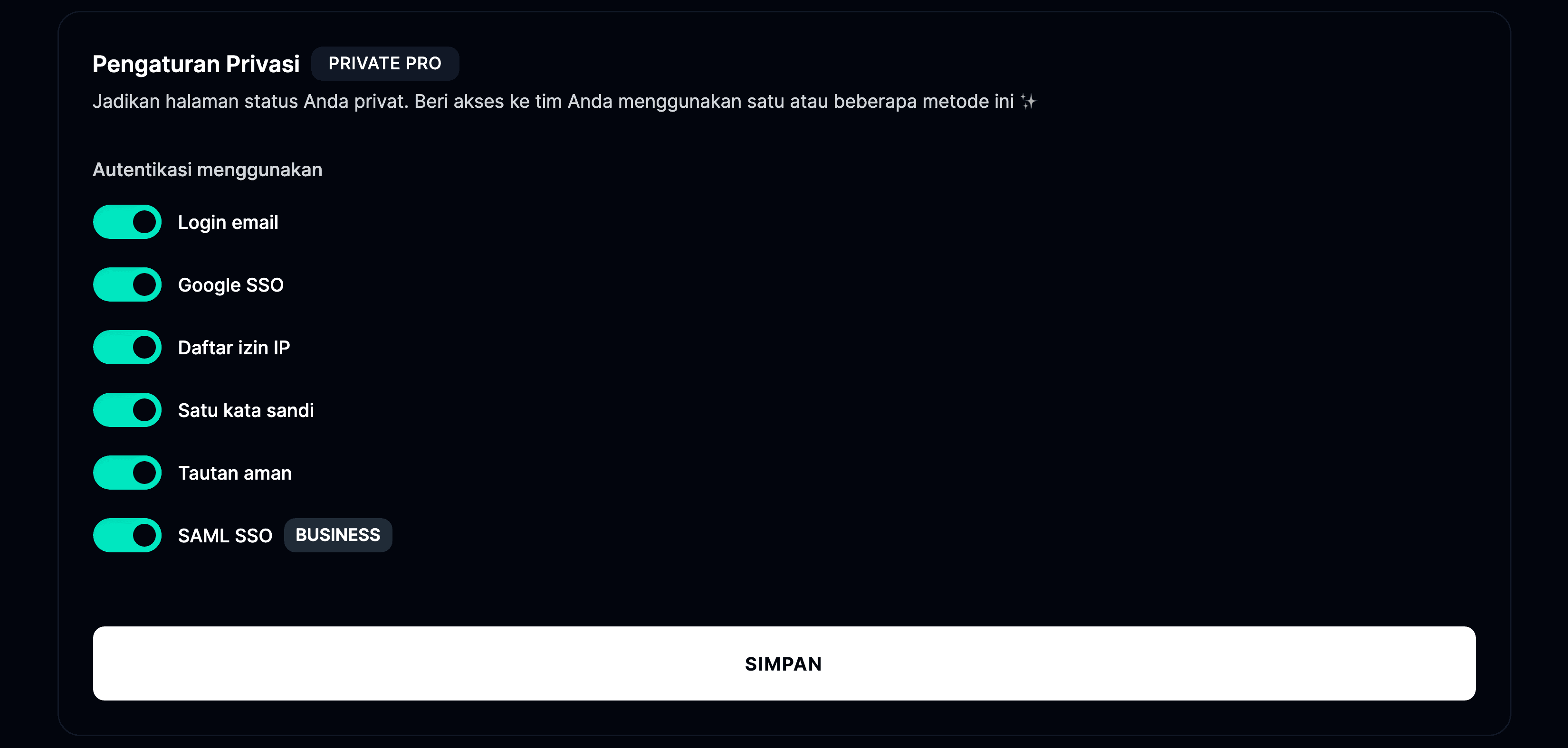 Pilih opsi privasi
