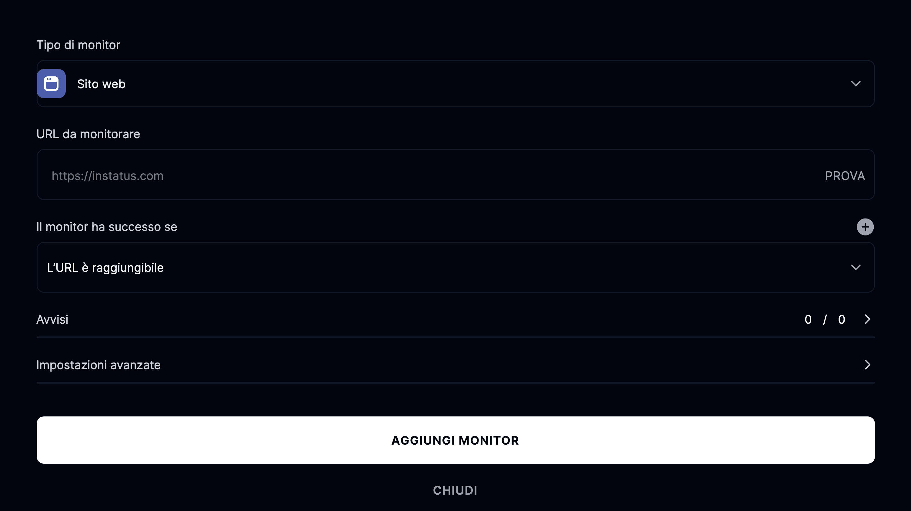 Aggiungi monitor