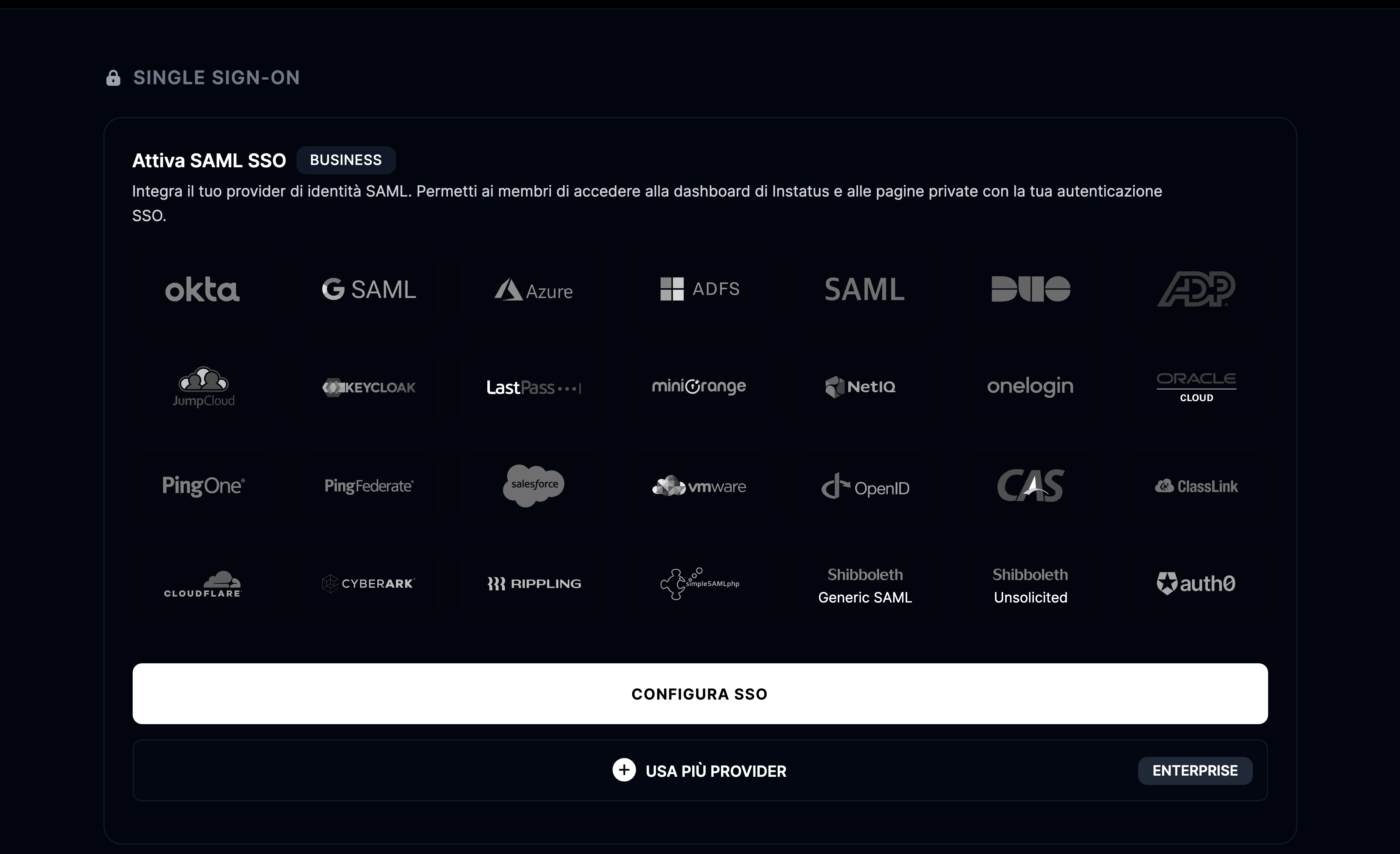 Scheda Single Sign-On