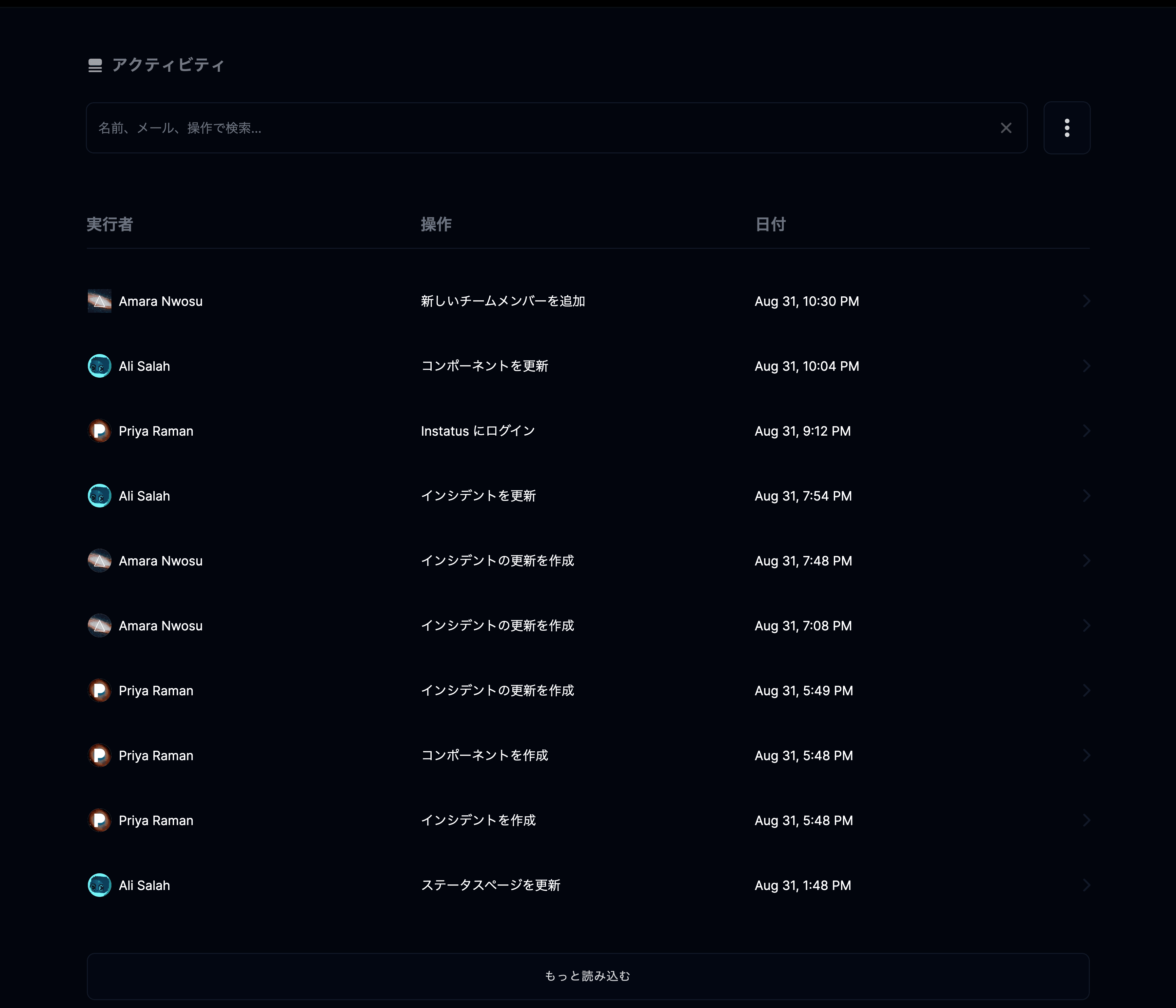 管理者向けのアクティビティログ
