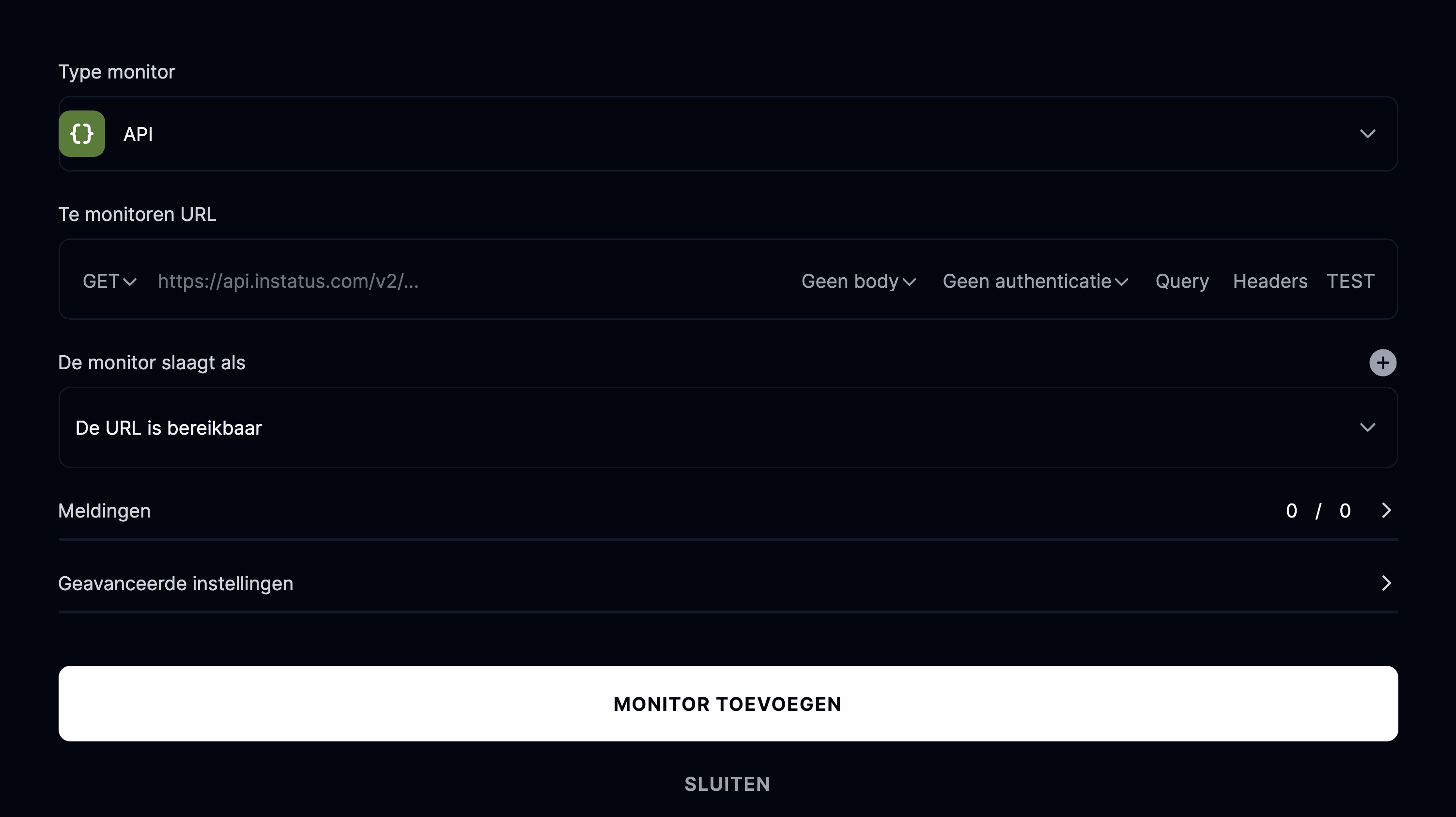 API-monitor toevoegen