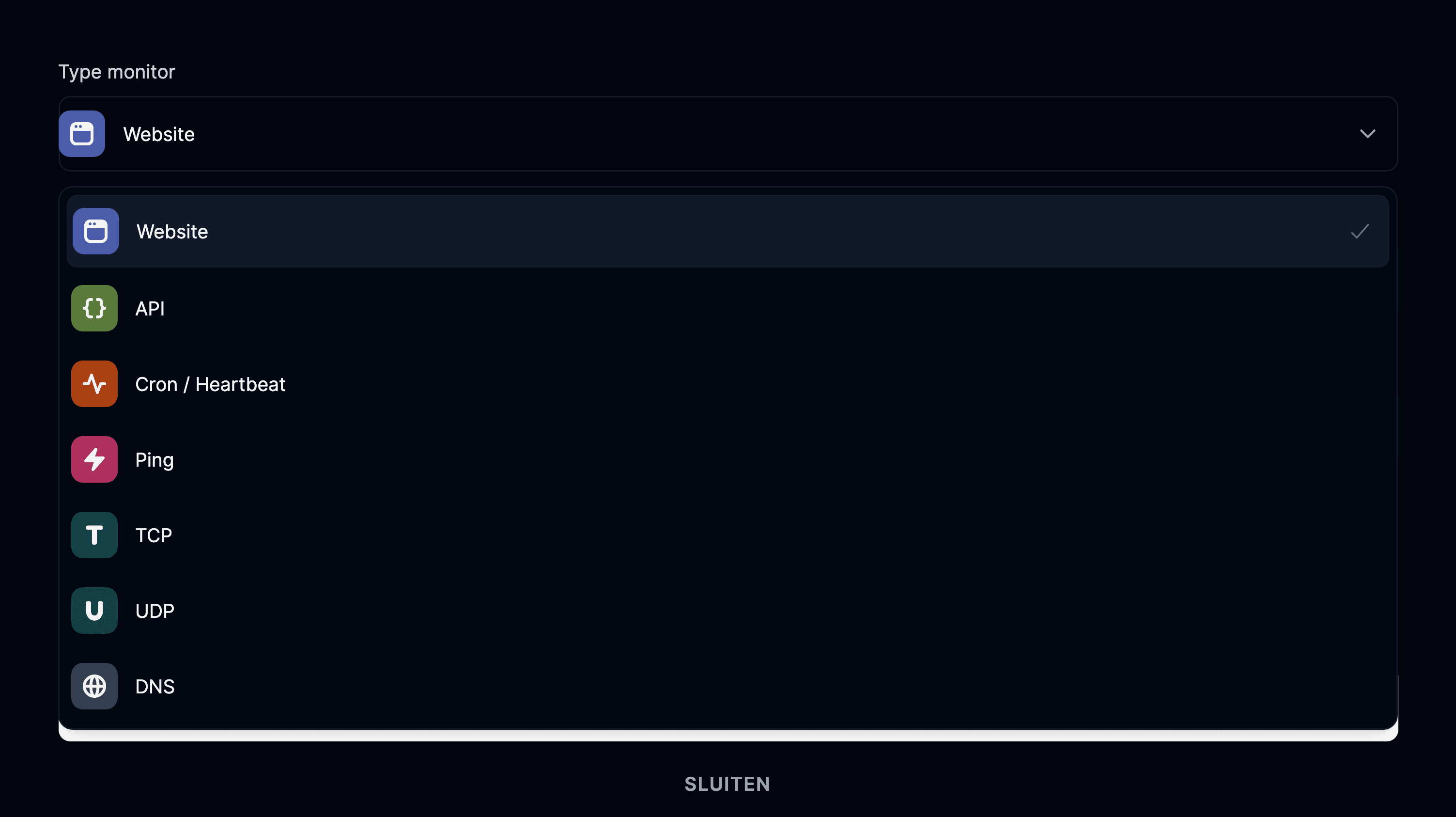 Type monitor: website