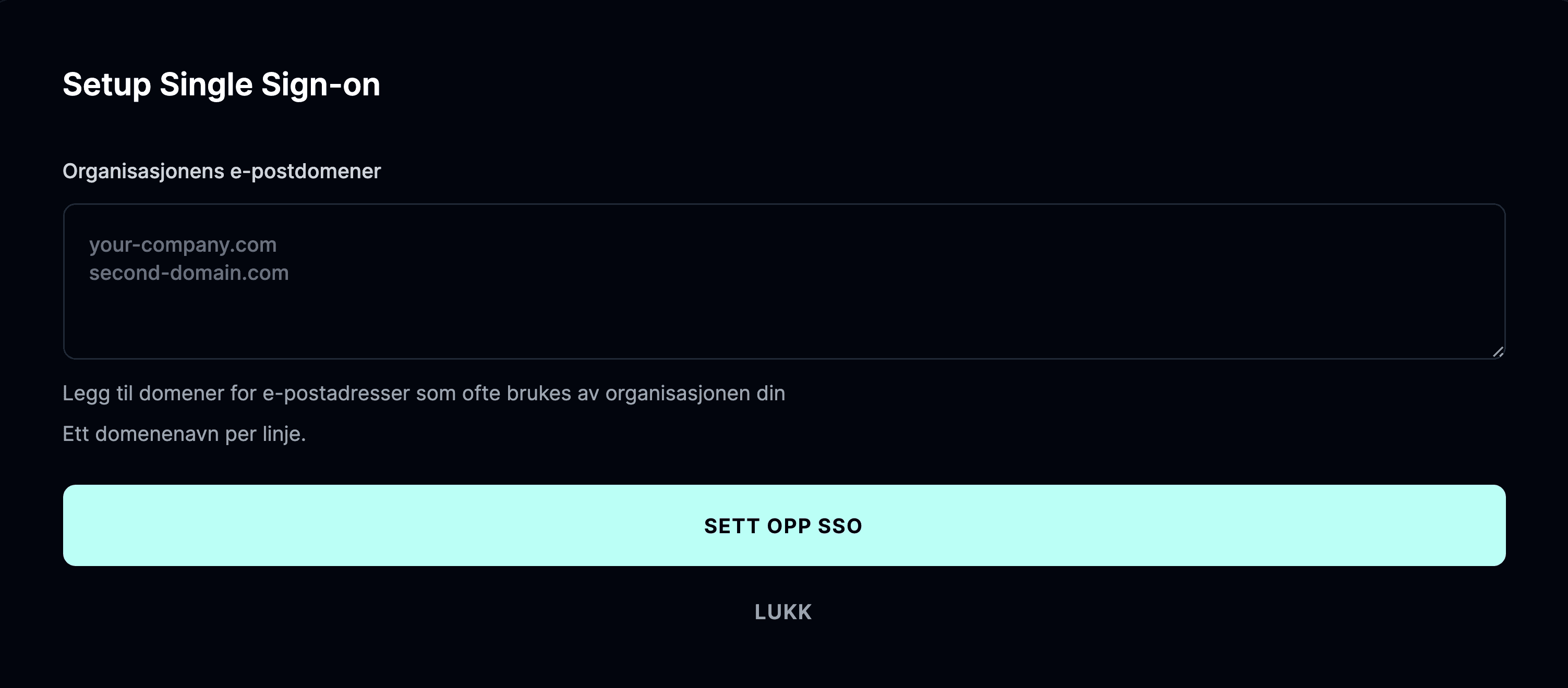 Organisasjonens e-postdomener