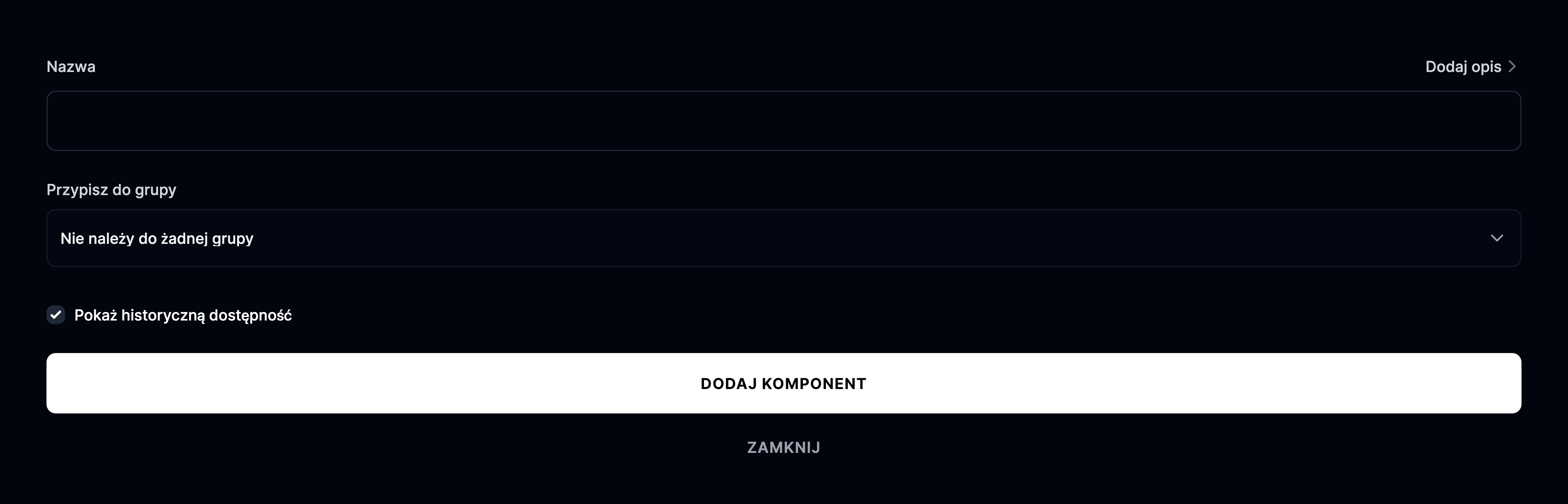 Dodaj nowy komponent