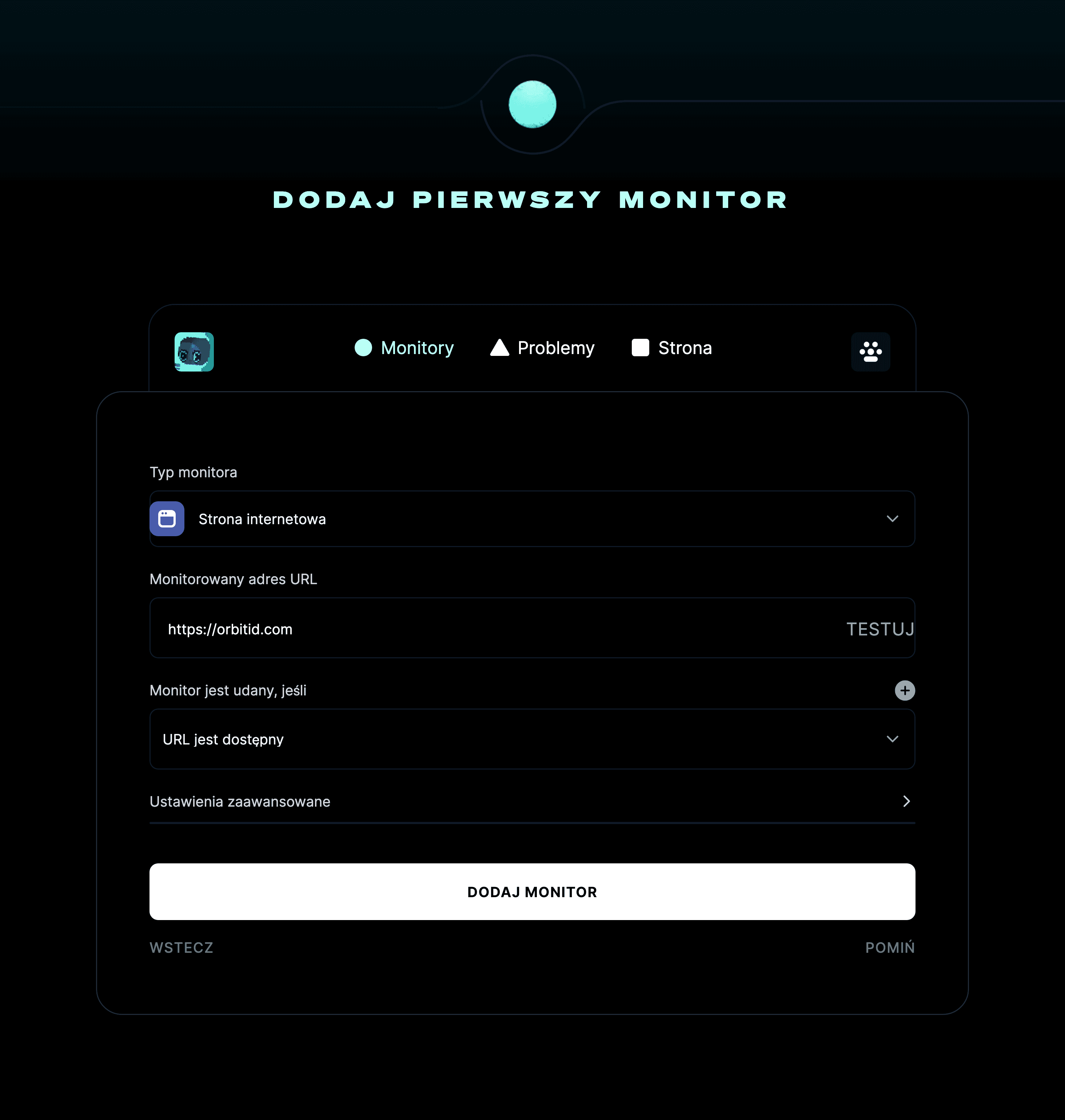 Dodaj pierwszy monitor