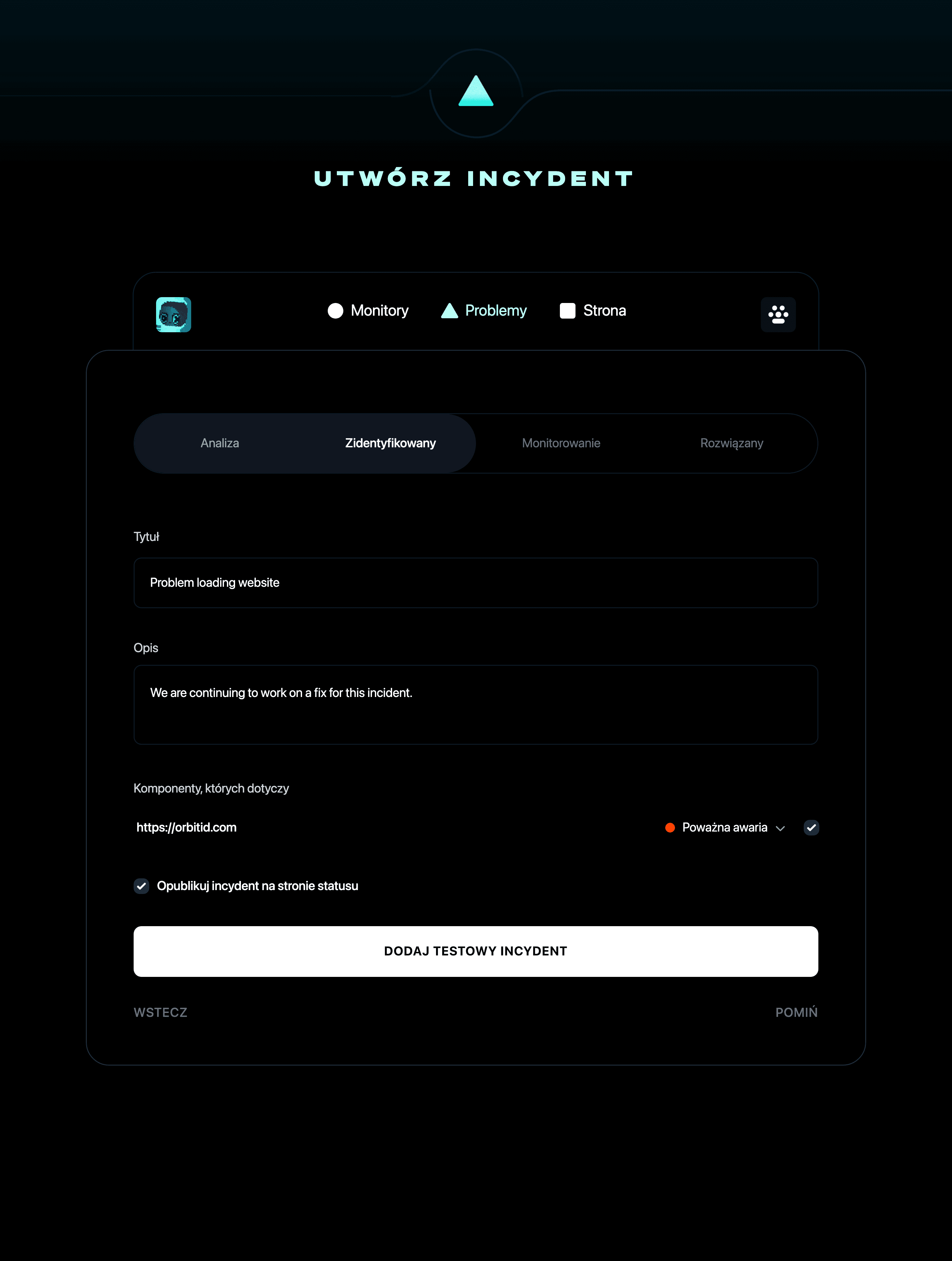 Utwórz incydent