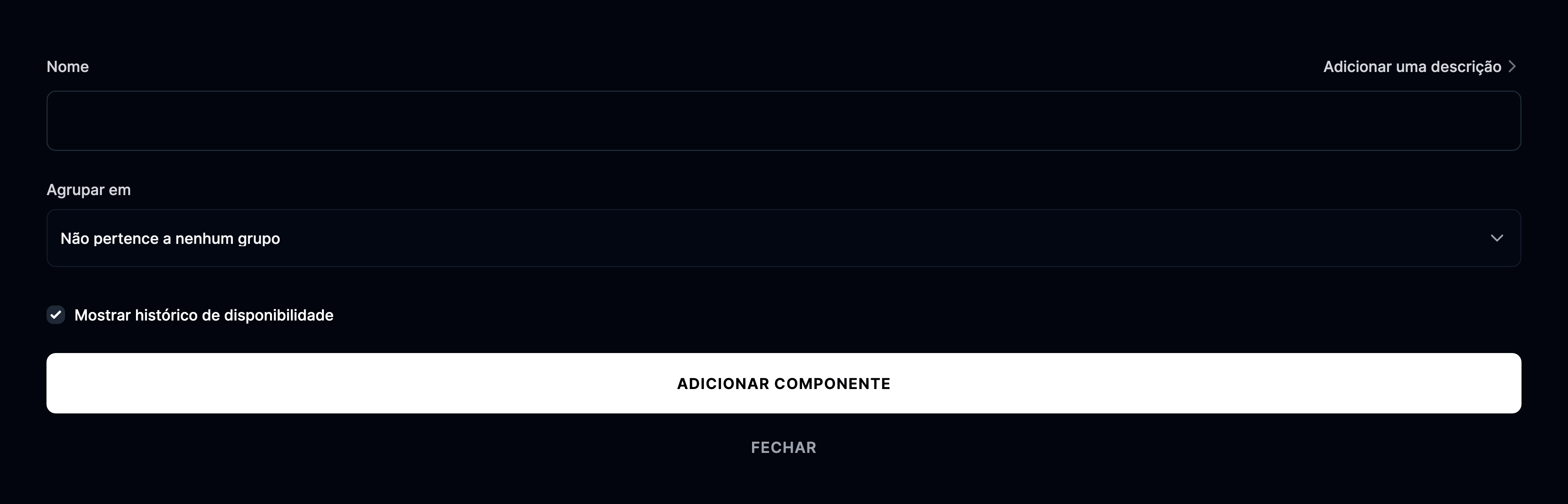 Adicionar um novo componente
