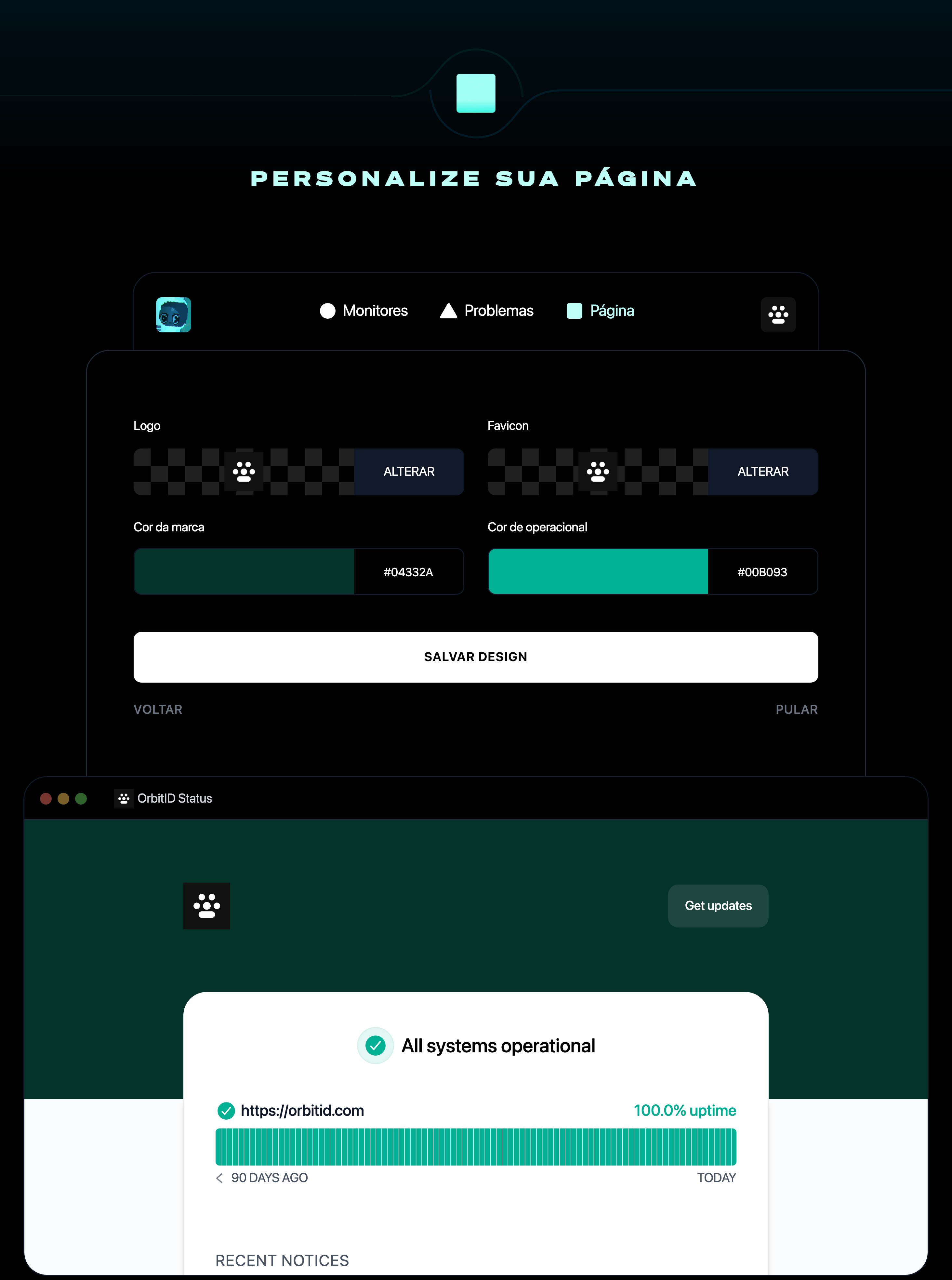 Personalize sua página