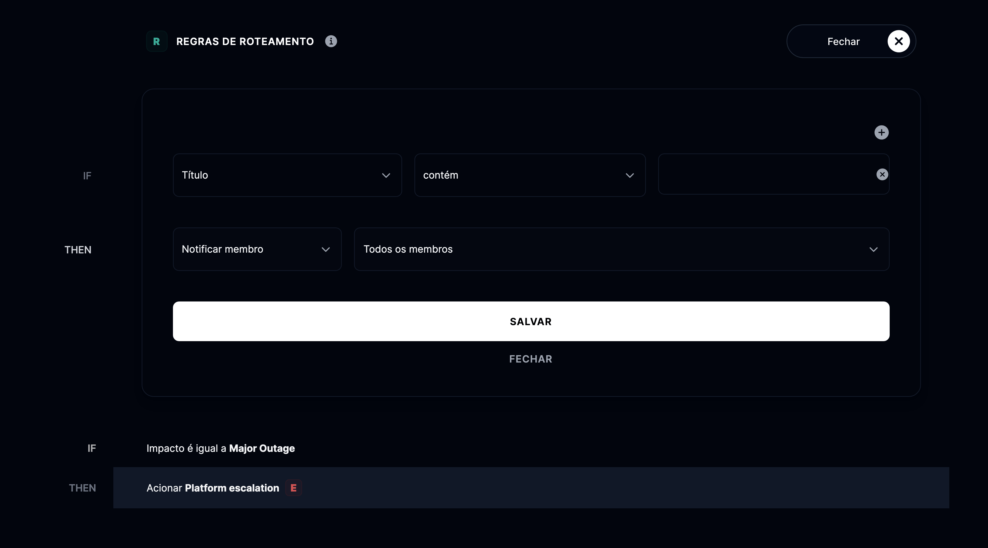 Adicionar uma nova regra de roteamento