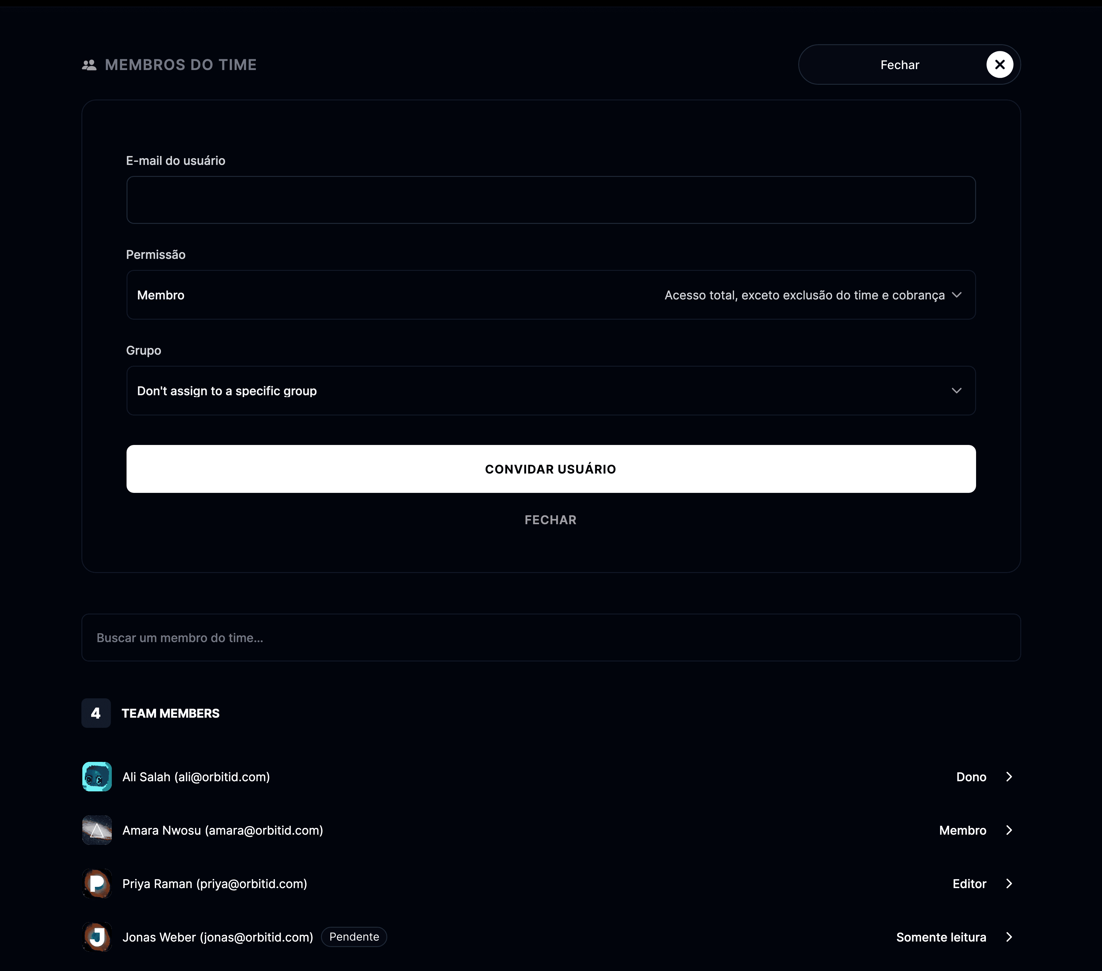 Adicionar um novo colega de time