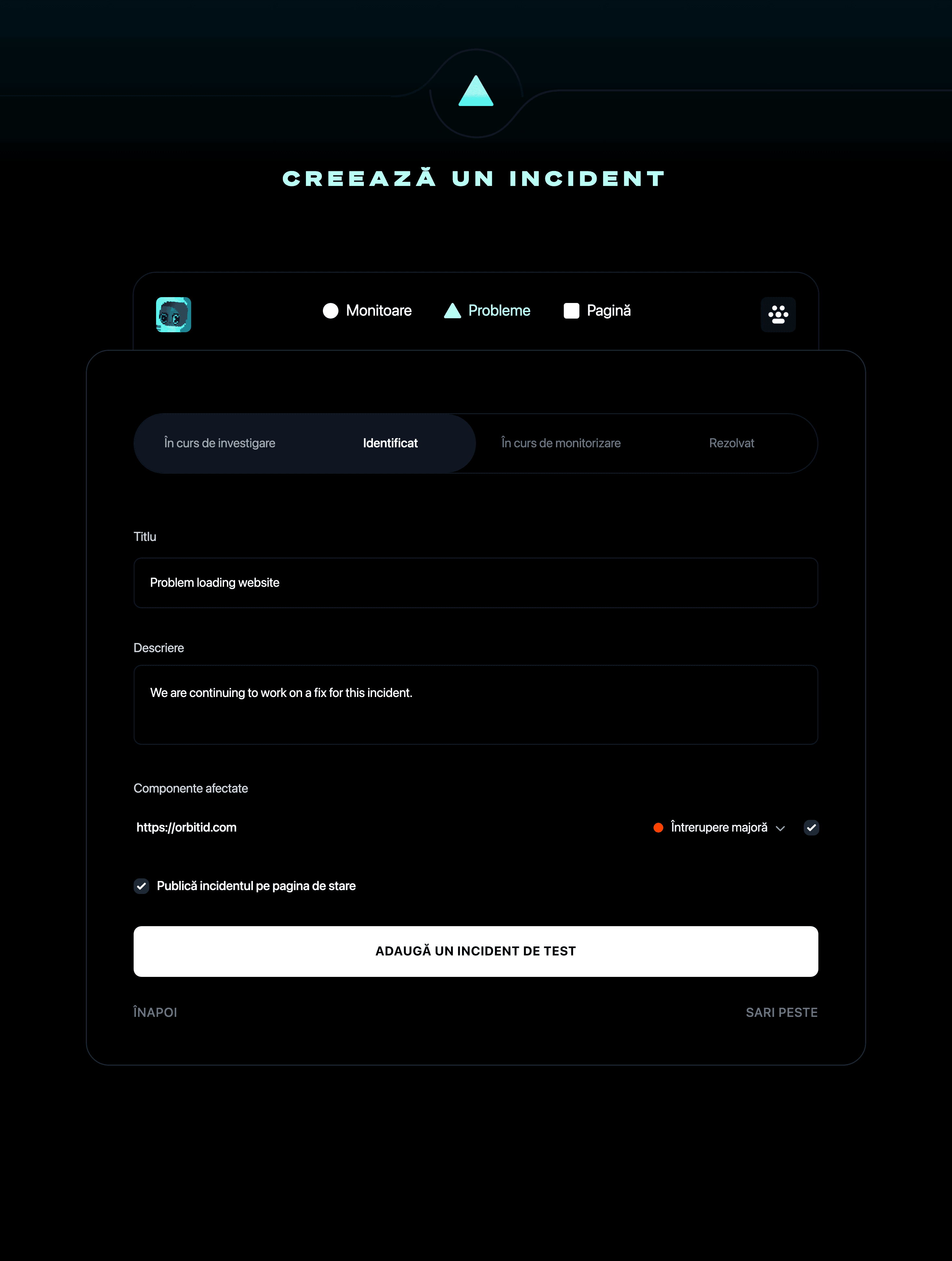 Creează un incident