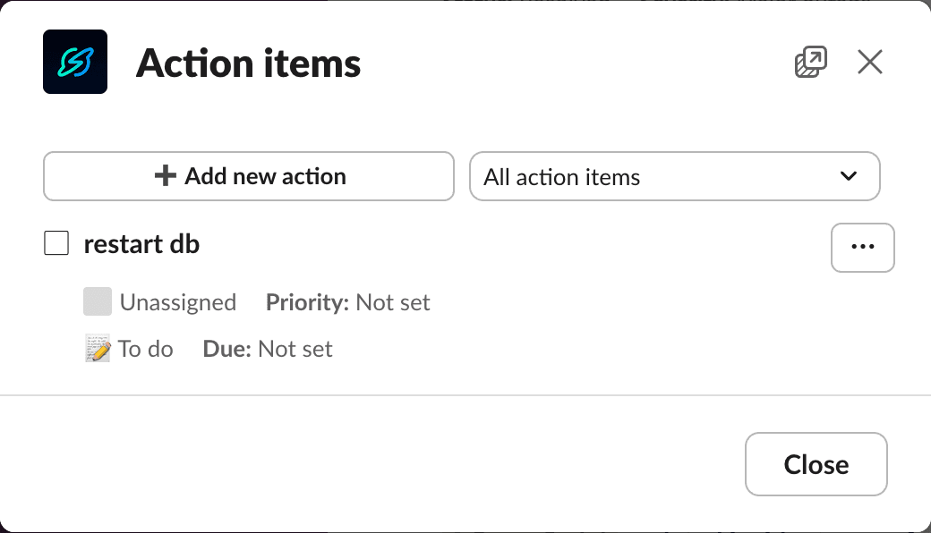 View action items